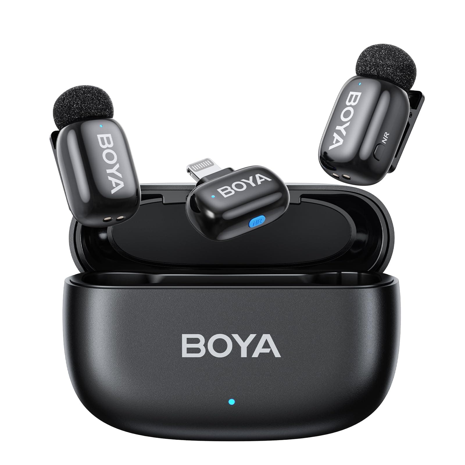 BOYA Mini Wireless Microphone for iPhone, Ultra Light 5g Lavalier Microphone with Lightning Plug, AI Voice Changer, Noise Reduction 3 Levels, 30h, Professional Wireless Microphones for Social Video