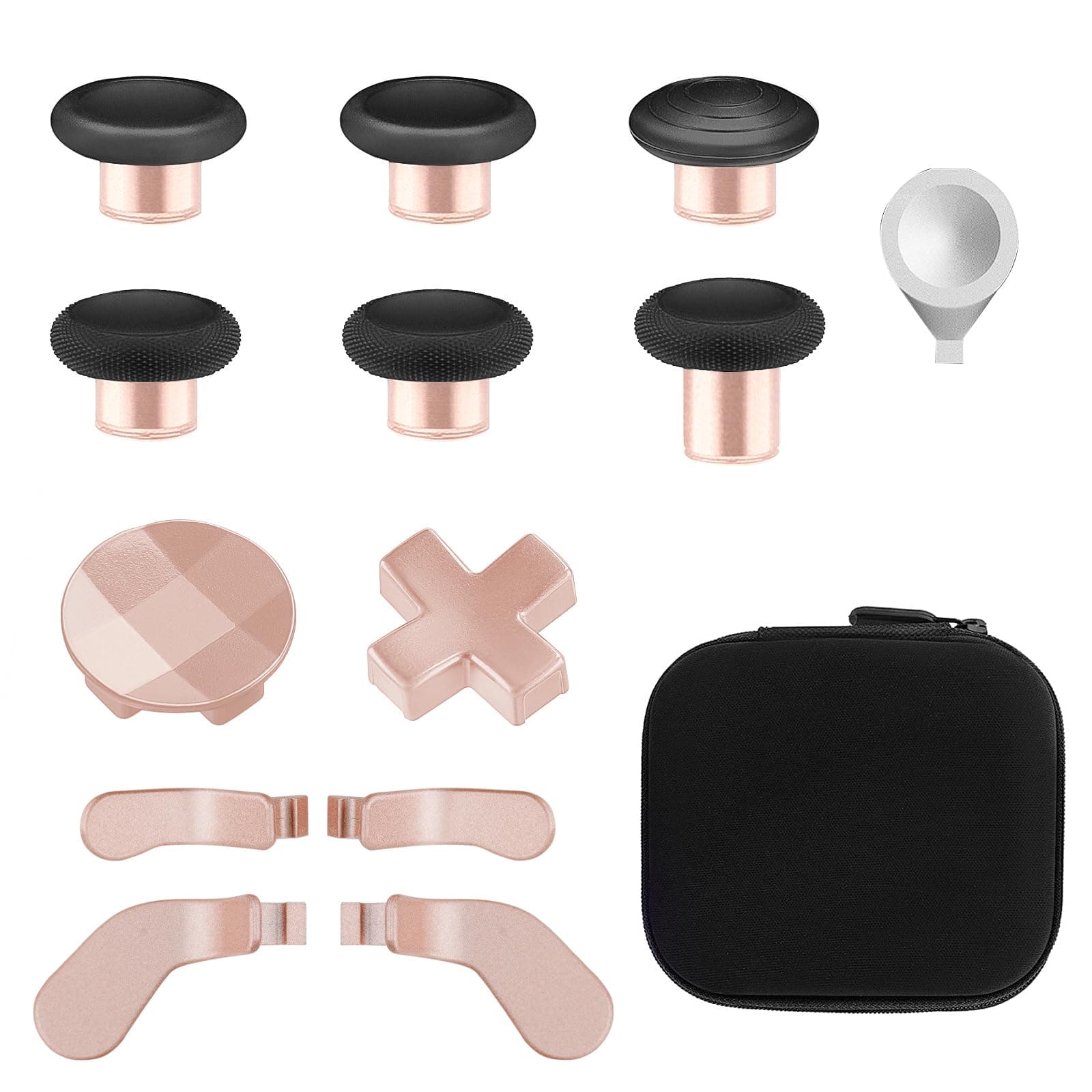 Accessories for Xbox One Elite Series 2 Controller(Model 1797), Metal Thumbsticks Paddles Joysticks Replacement Parts Kits Compatible with Xbox Elite Wireless Controller Series 2 Core(Black&RosyGold)
