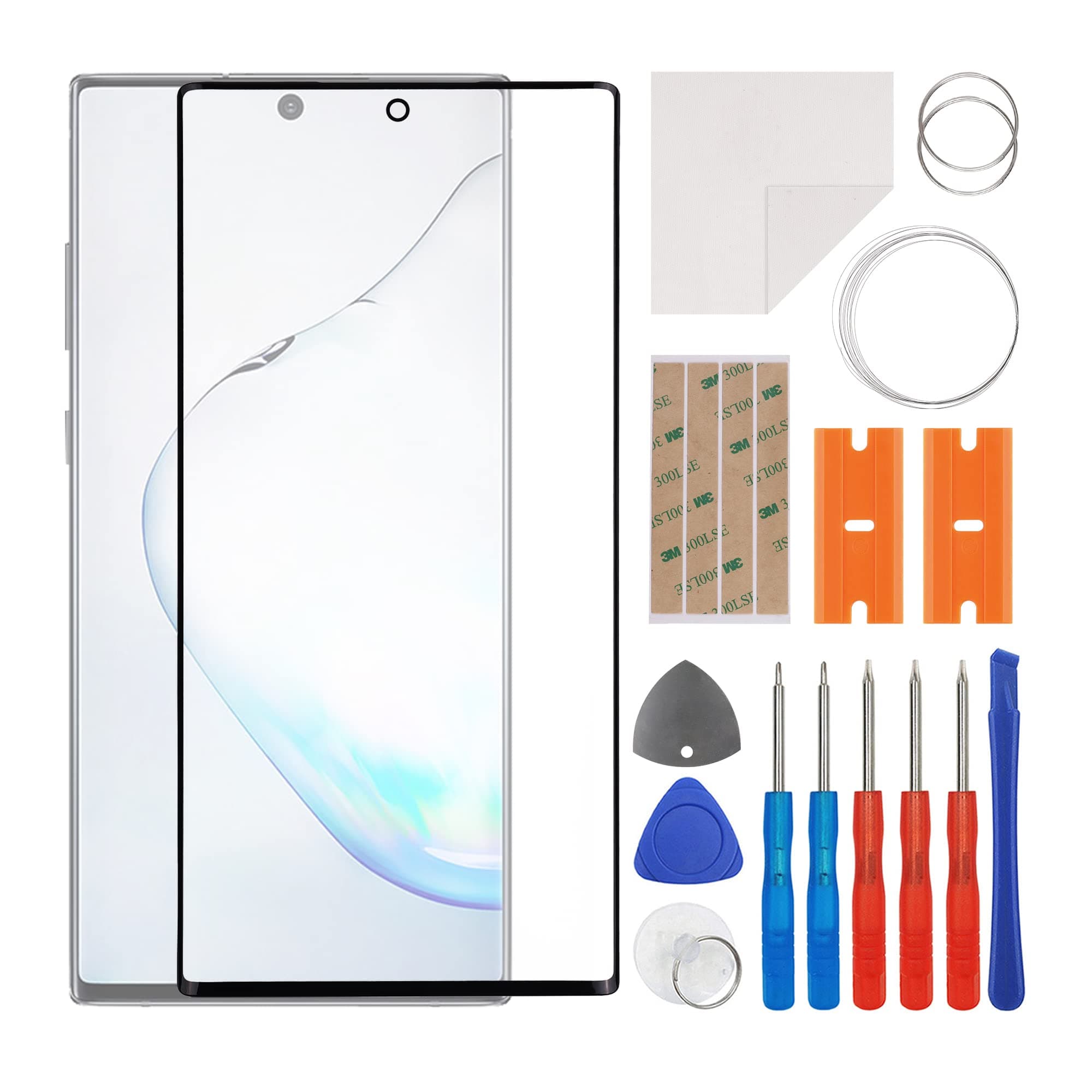 Front Screen Glass Outer Panel Lens Replacement +OCA Compatible with Samsung Galaxy Note10+ Note 10 Plus 5G SM-N976 (No LCD Screen and Touch Digitizer) with Repair Kit