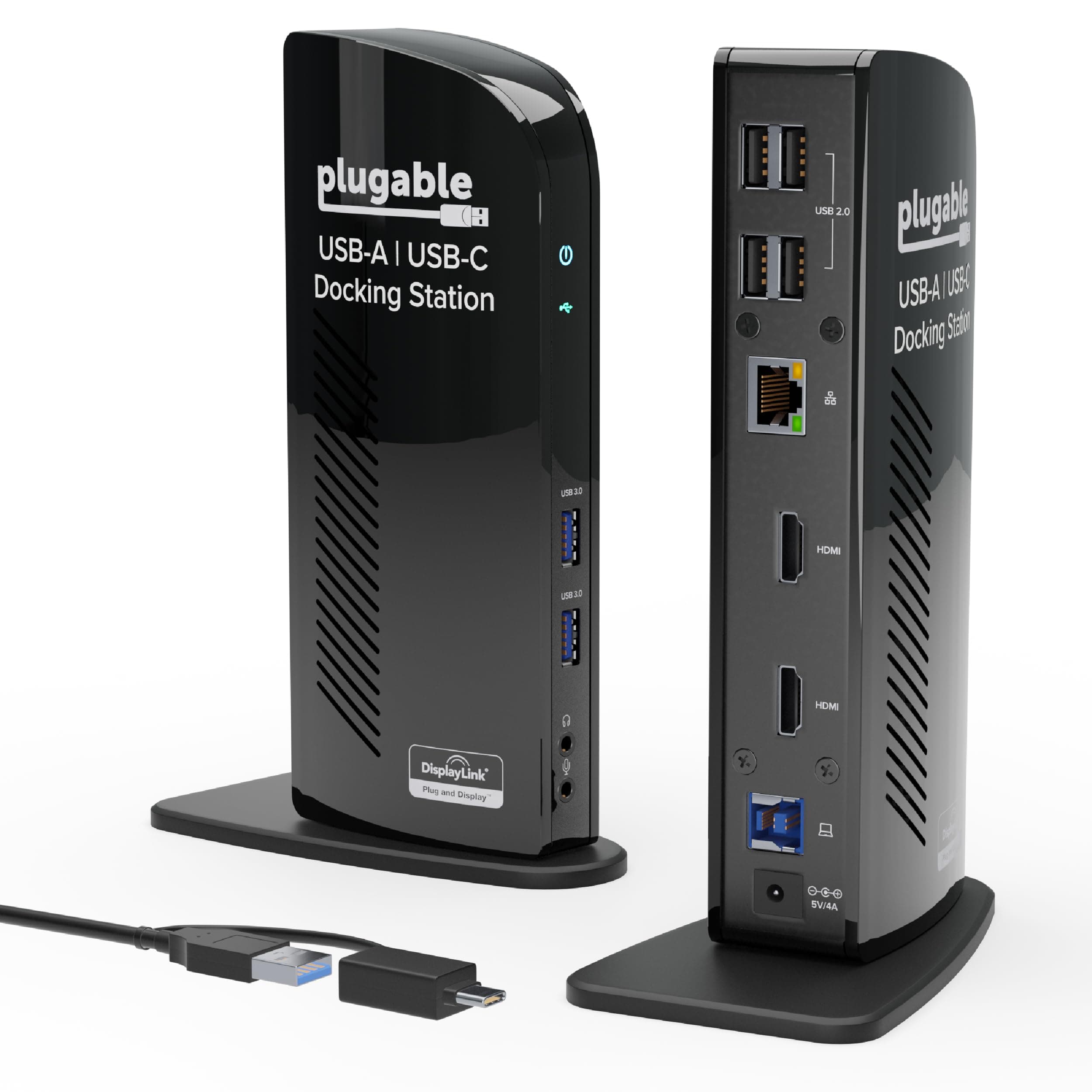 Plugable® UD-3900 USB 3.0 SuperSpeed Universal Docking Station with Dual Video Outputs for Windows 8.1, 8, 7, XP (HDMI up to 2560x1440* and DVI / VGA to 2048x1152 / 1920x1200, Gigabit Ethernet, Audio, 2 USB 3.0 Ports, 4 USB 2