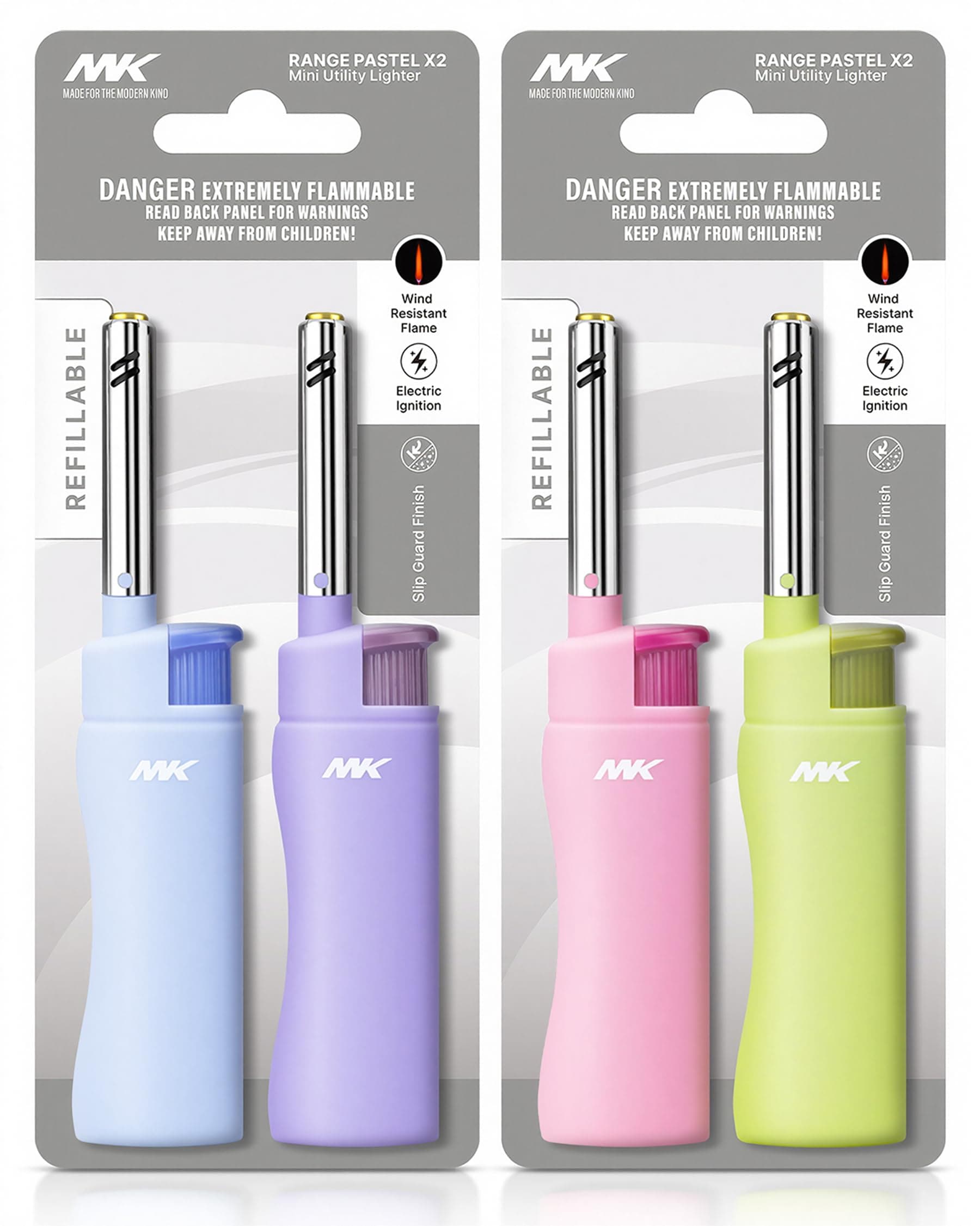 Candle Lighter, Butane Refillable Wind-Resistant Flame, 4-Pack for BBQ, Camping, Outdoor Use (Harmony-4PC)