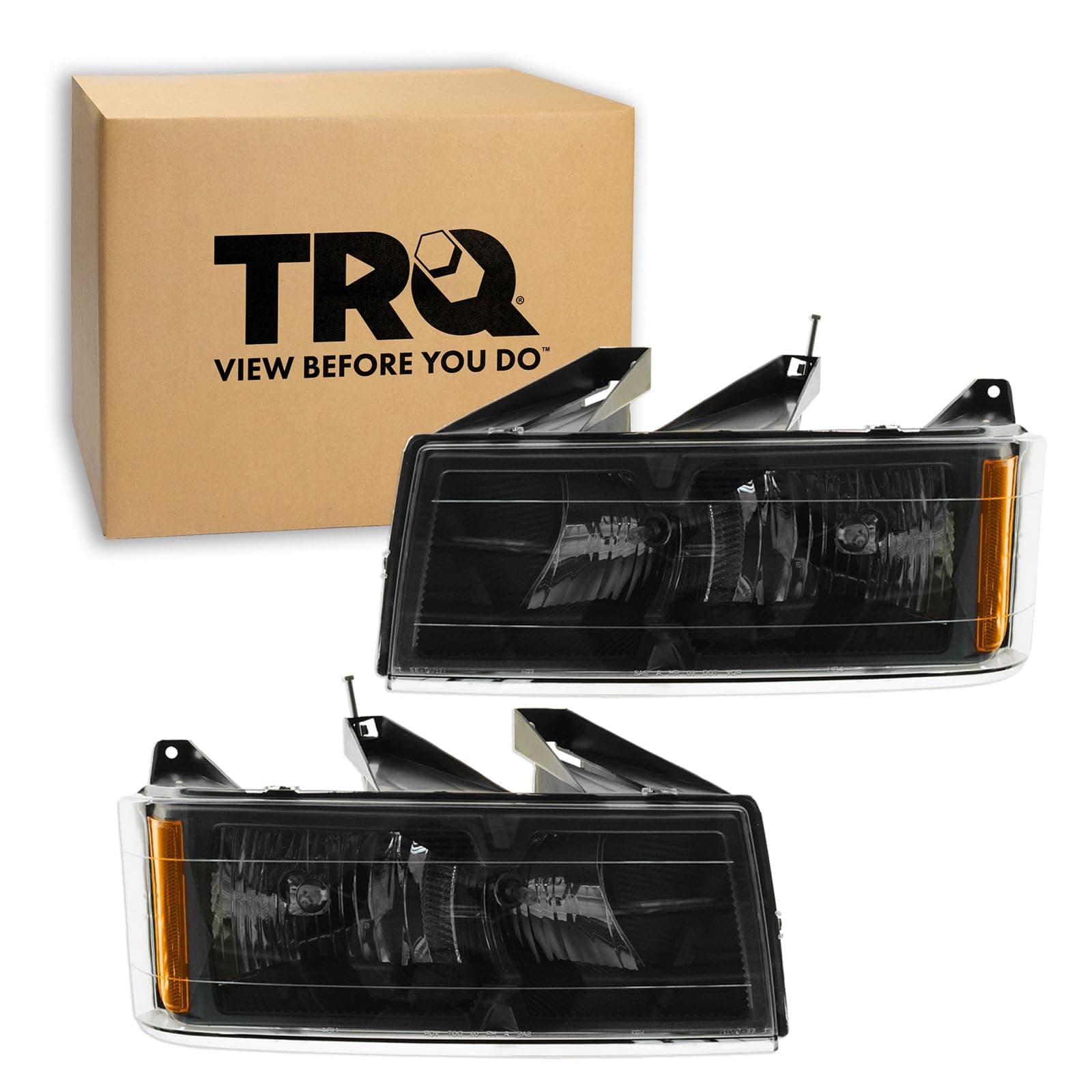 TRQ Driver & Passenger Side Headlight Assembly Set Headlights Driver & Passenger Side Compatible with 04-12 Canyon Colorado 06 i-280 07-08 i-290 i-350 i-370 GM2502234 GM2503234