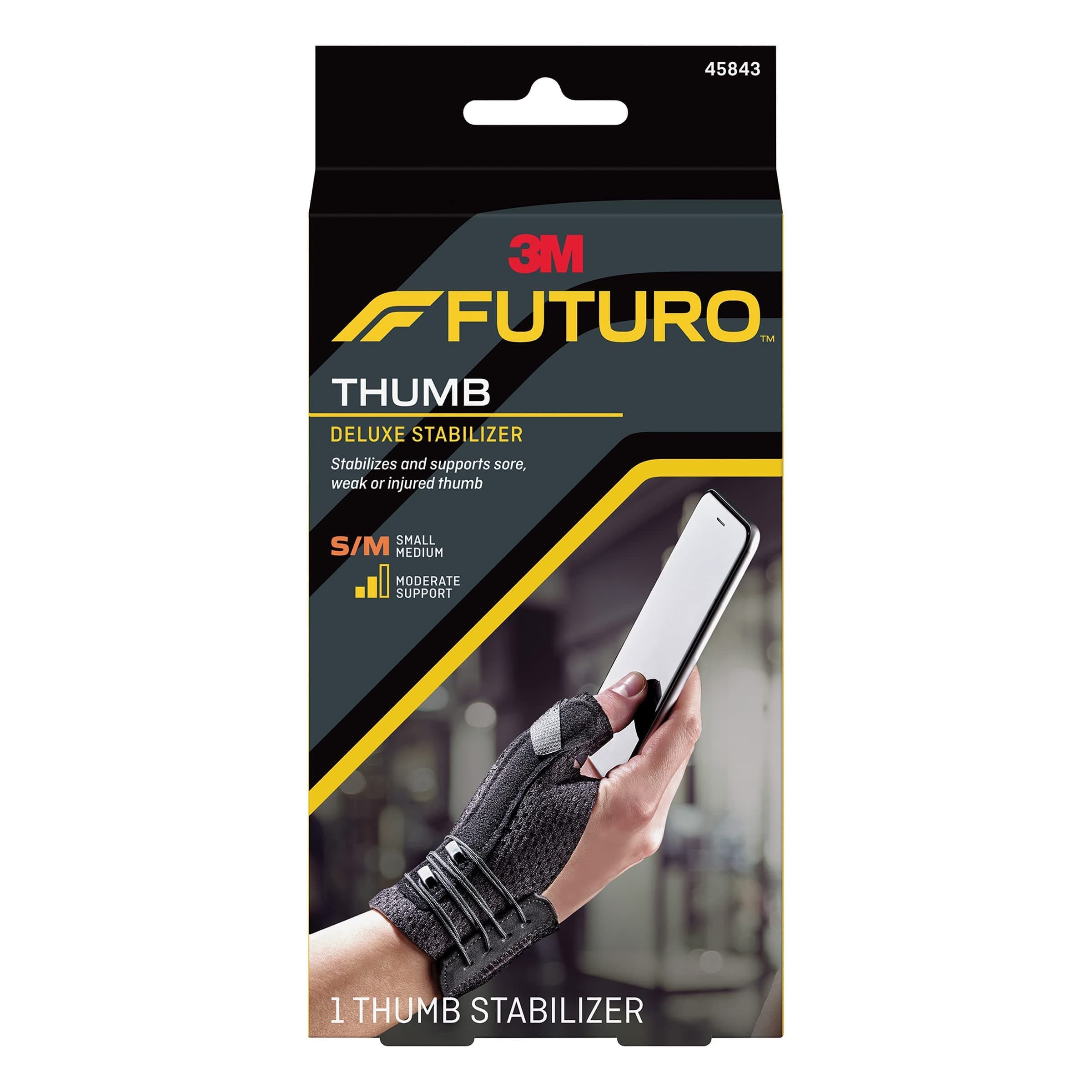 Deluxe Thumb Stabilizer Small/Medium size, 1 unit/pack | Dark Grey color | 45843ENR | Stabilizes and supports sore | Weak or injured thum | Moderate support