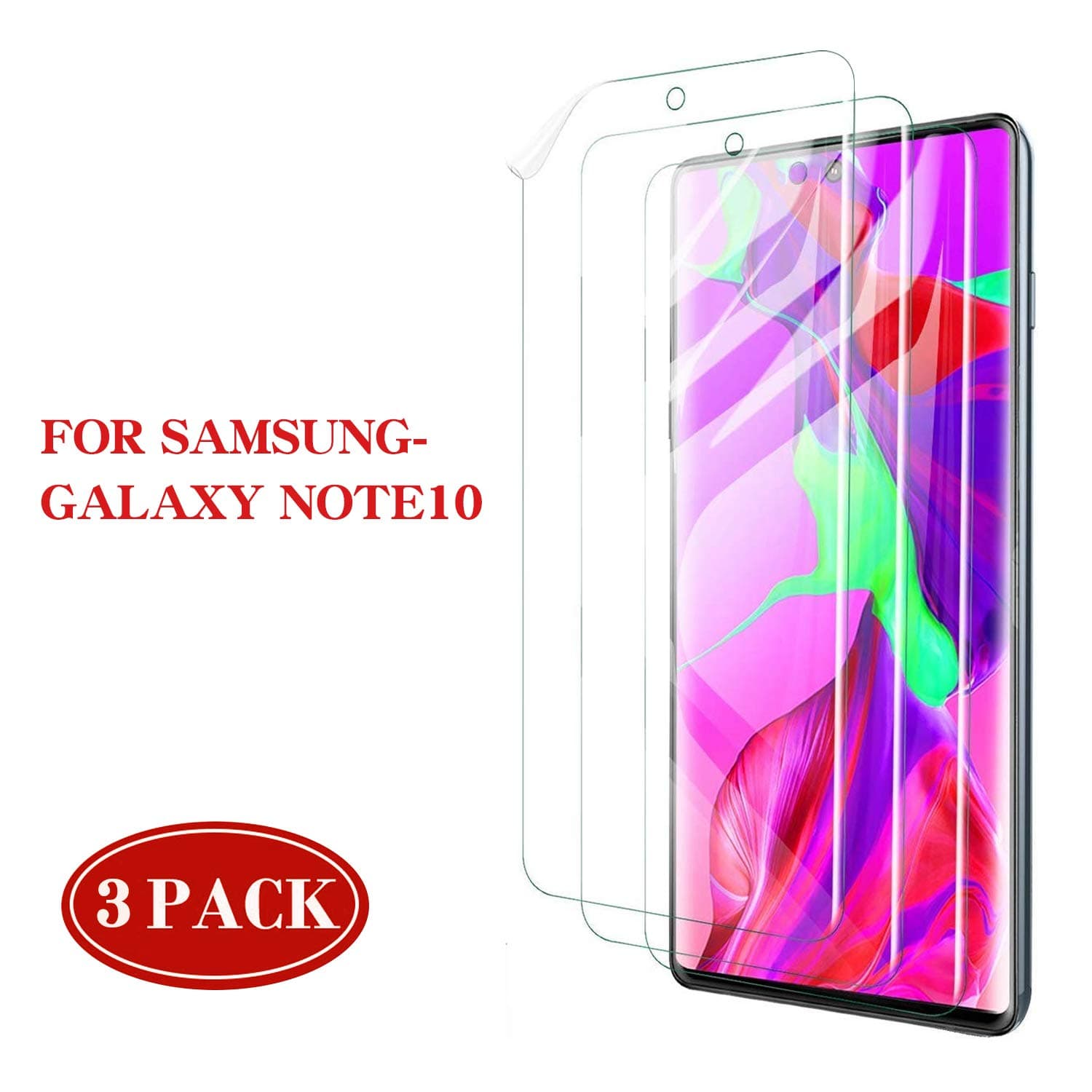 Galaxy Note 10 Screen Protector [3-Pack] [Support Fingerprint Sensor] [Case Friendly] [Bubble-Free] [Wet Applied] [NOT GLASS] Plastic for Samsung Galaxy Note10