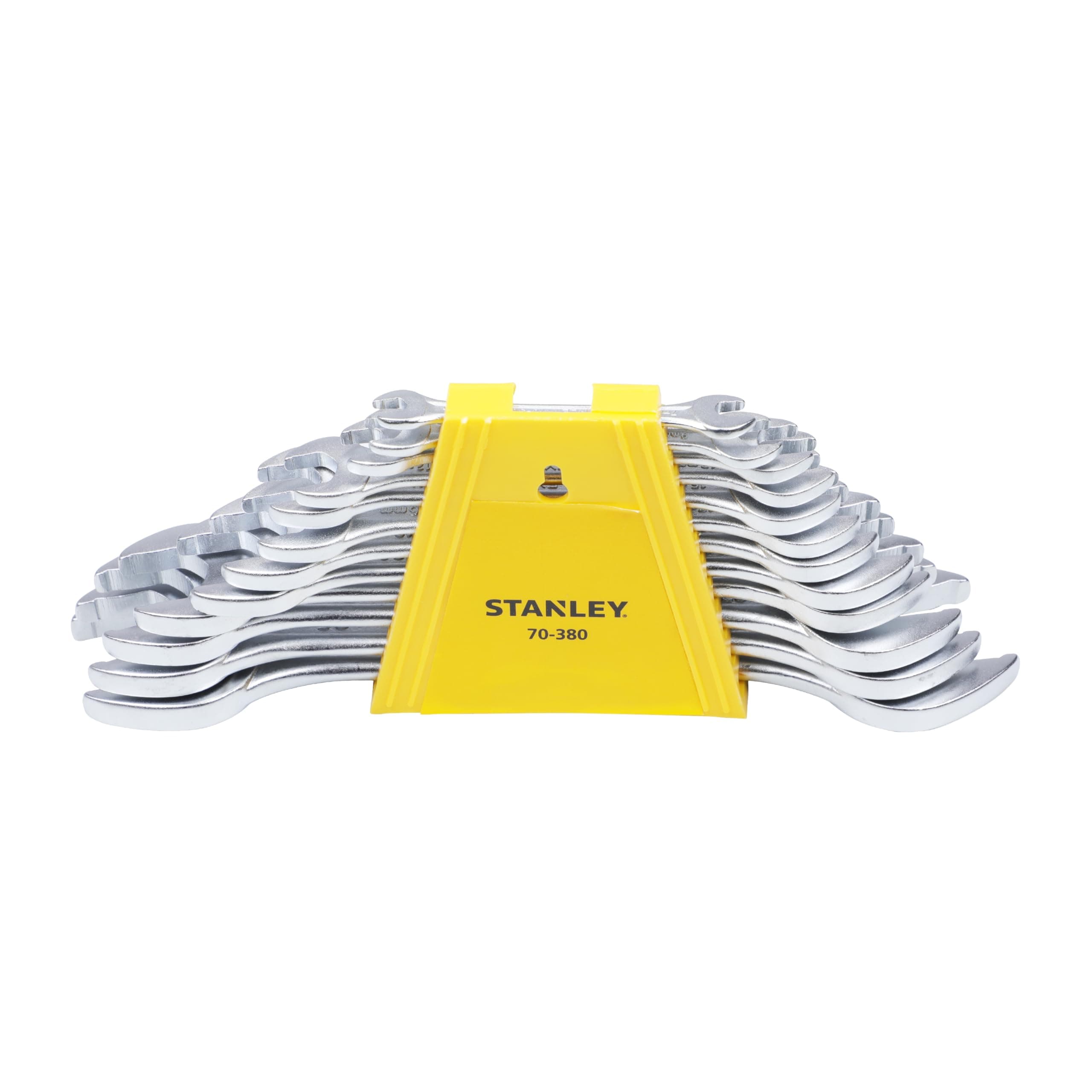 STANLEY 70-380E 12-Pc Matte Finish Double Open-End Spanner Set, Chrome Vanadium Steel, Anti-Slip & Anti-Corrosion Features, Ideal for Tightening/Loosening Fasteners at Home, Office, Construction Sites