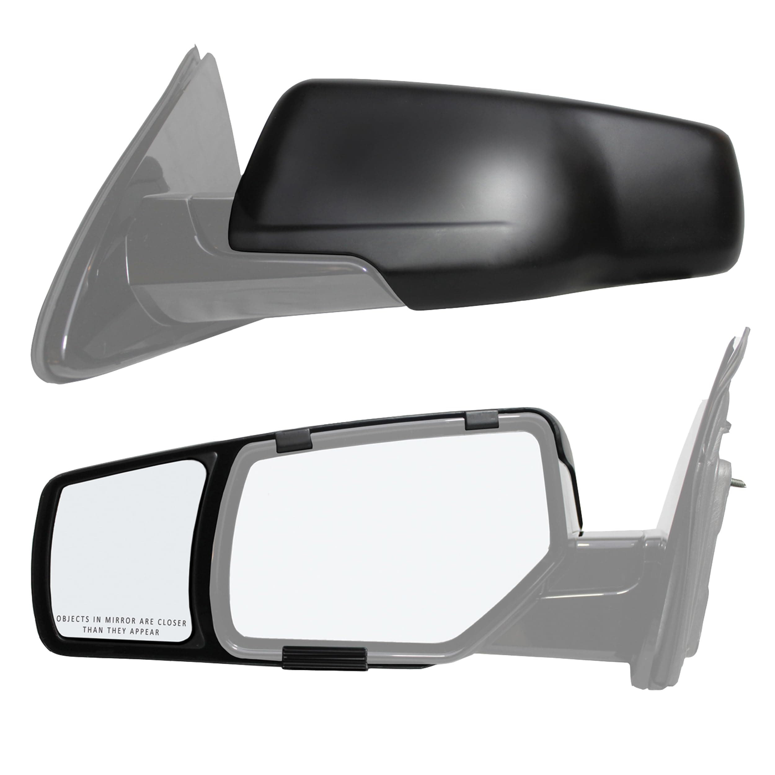 K Source 80920 Snap-On Towing Mirrors for Select Chevy/GMC Models (15+),Black