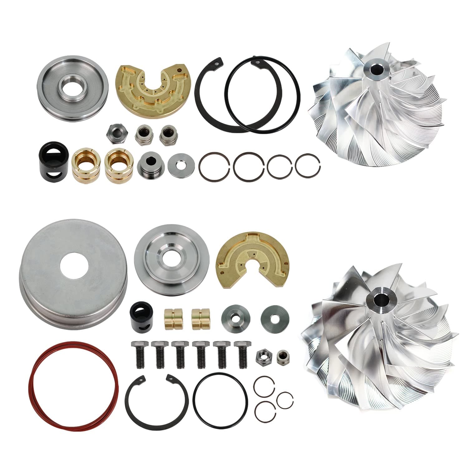 SUPERCELL20 08-2010 6.4L Engine Compound Turbo High and Low Pressure Side Billet Compressor Wheels plus Repair Kits