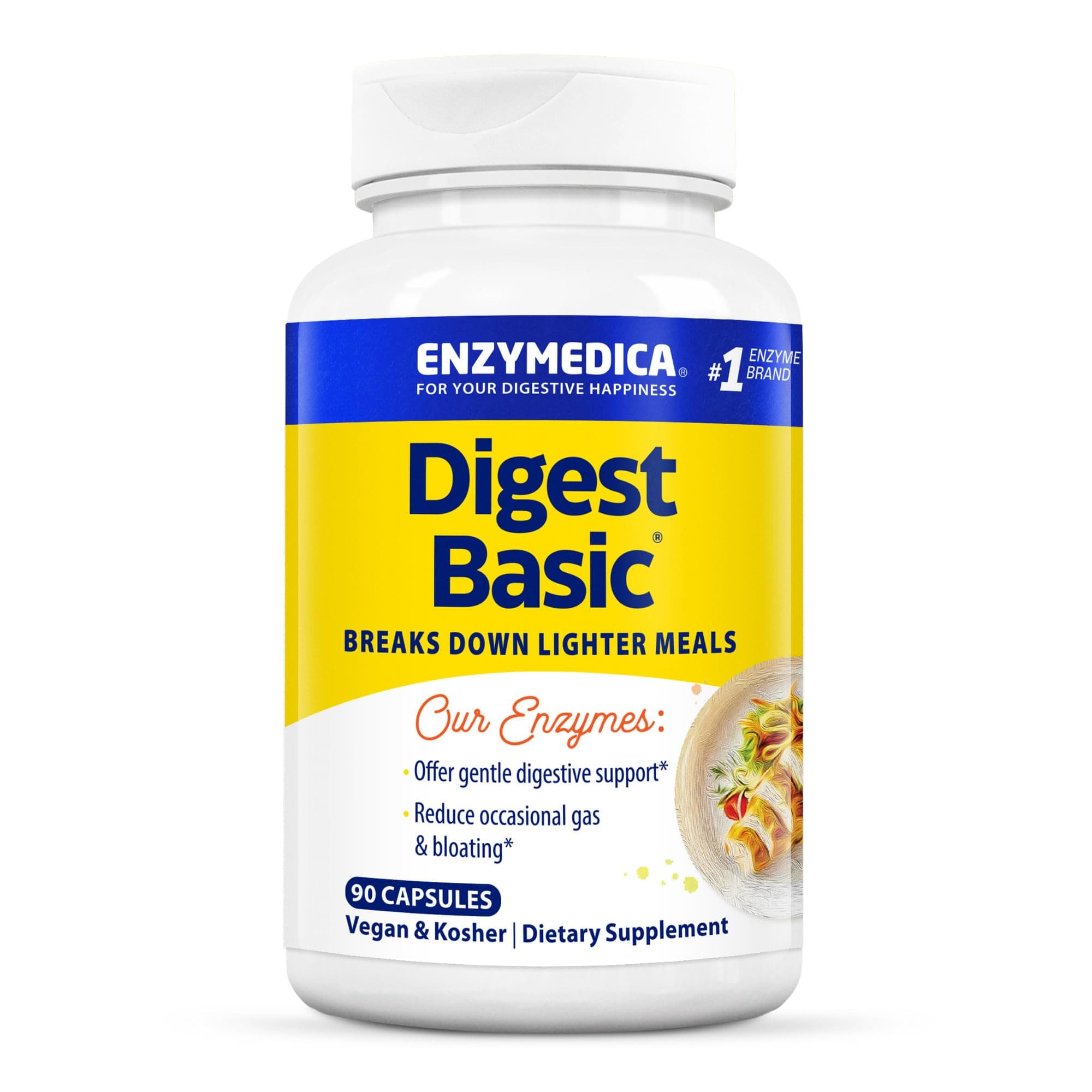 Digest Basic, Digestive Enzymes for Sensitive Stomachs, Offers Fast-Acting Gas & Bloating Relief, 90 Count