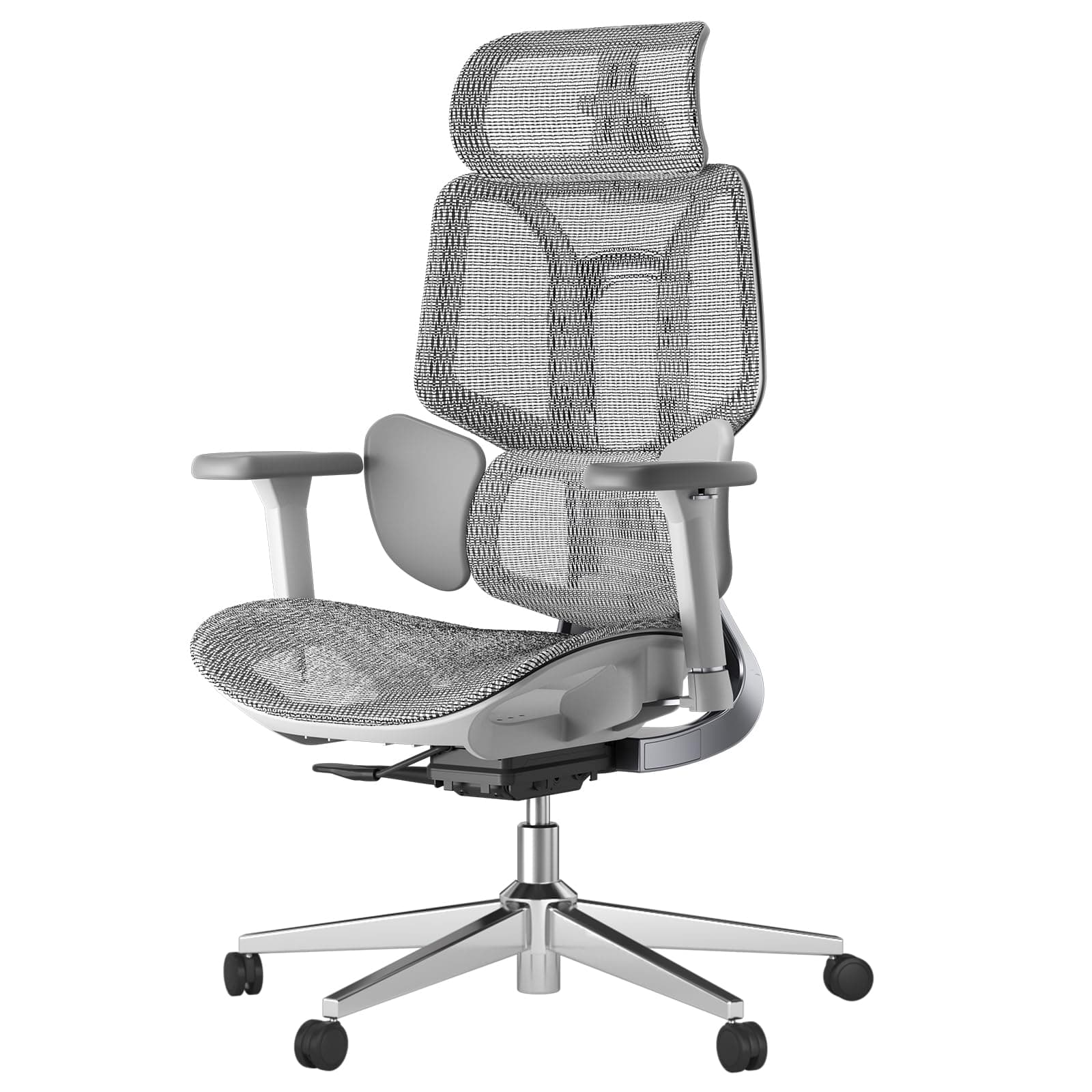E3 Ergonomic Office Chair, Computer Chair - with 3-Zone Dynamic Lumbar Support, 3D Adjustable Headrest, 3D Adjustable Armrests, Desk Chair, Grey (Without Footrest)