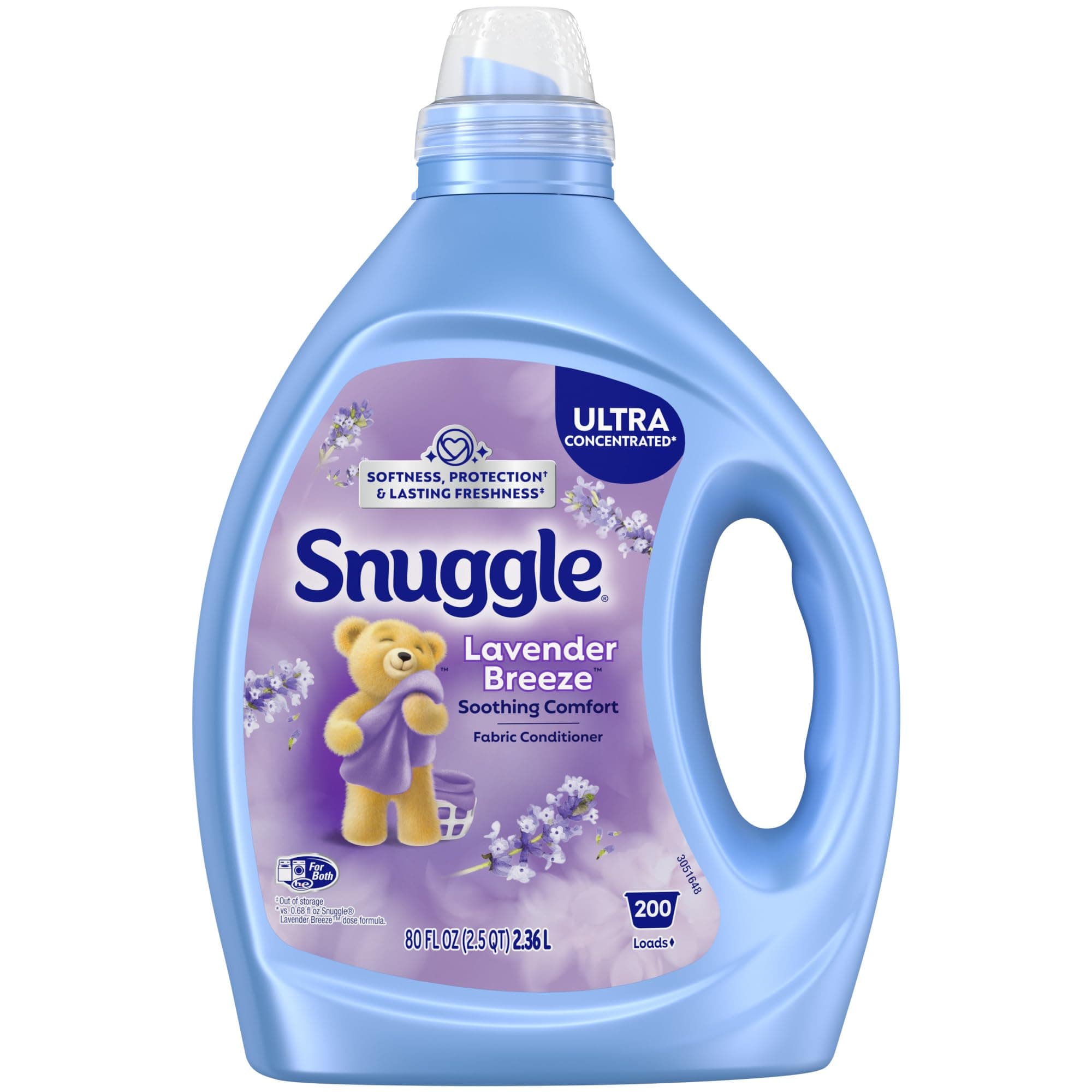 Snuggle Fabric Softener Liquid, Ultra Concentrated, 80 Oz, 188 Medium Loads, Lavender Breeze Fabric Conditioner, Long-Lasting Scent, Softens, Reduces Static & Wrinkles, Helps Protect Color