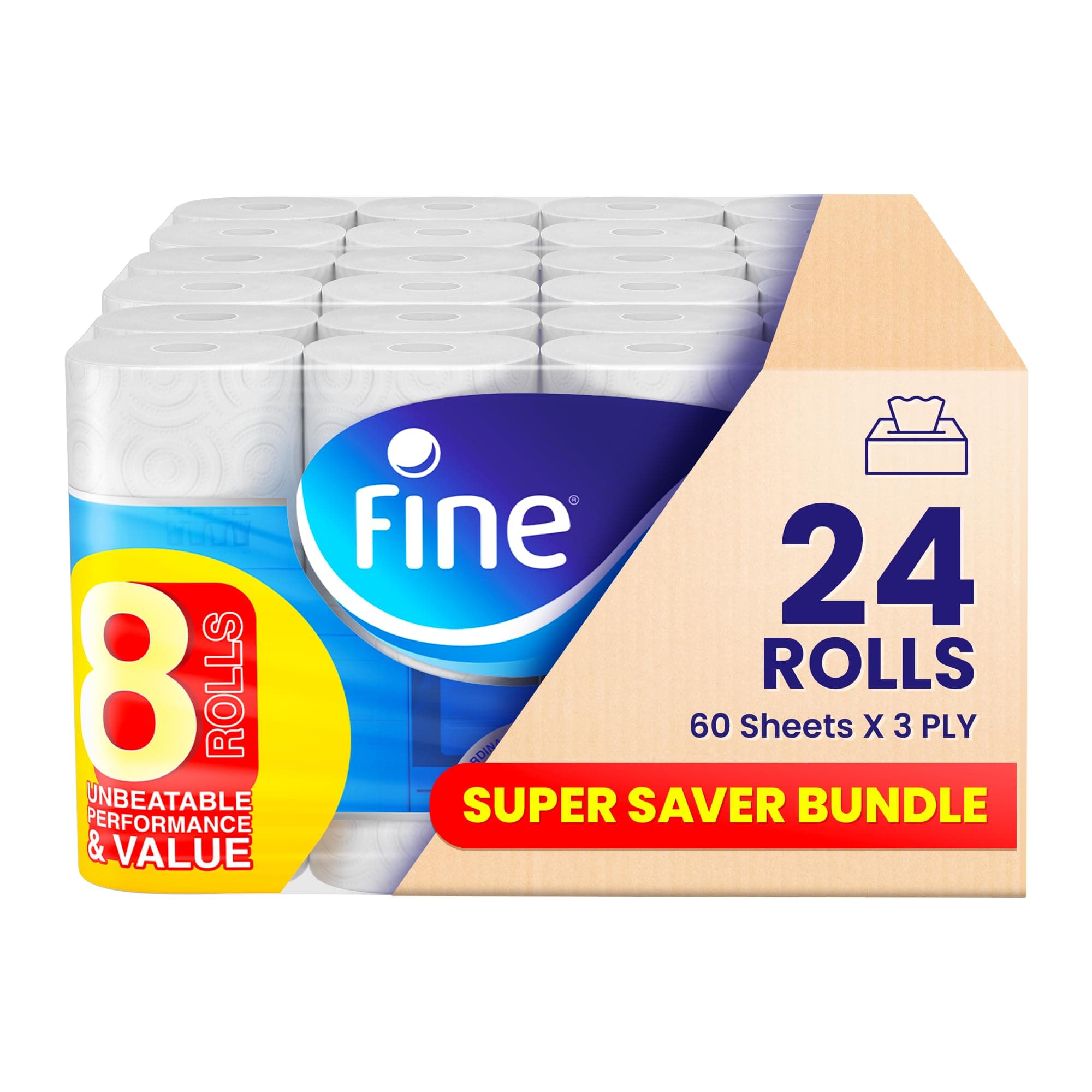 Kitchen Super Towel Pro, 24 Rolls 60 Sheets x 3 Ply Paper Tissue