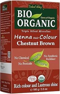 Indus Valley Bio Organic Natural Henna Hair Color For Grey Hairs -100gm (Chestnut Brown)