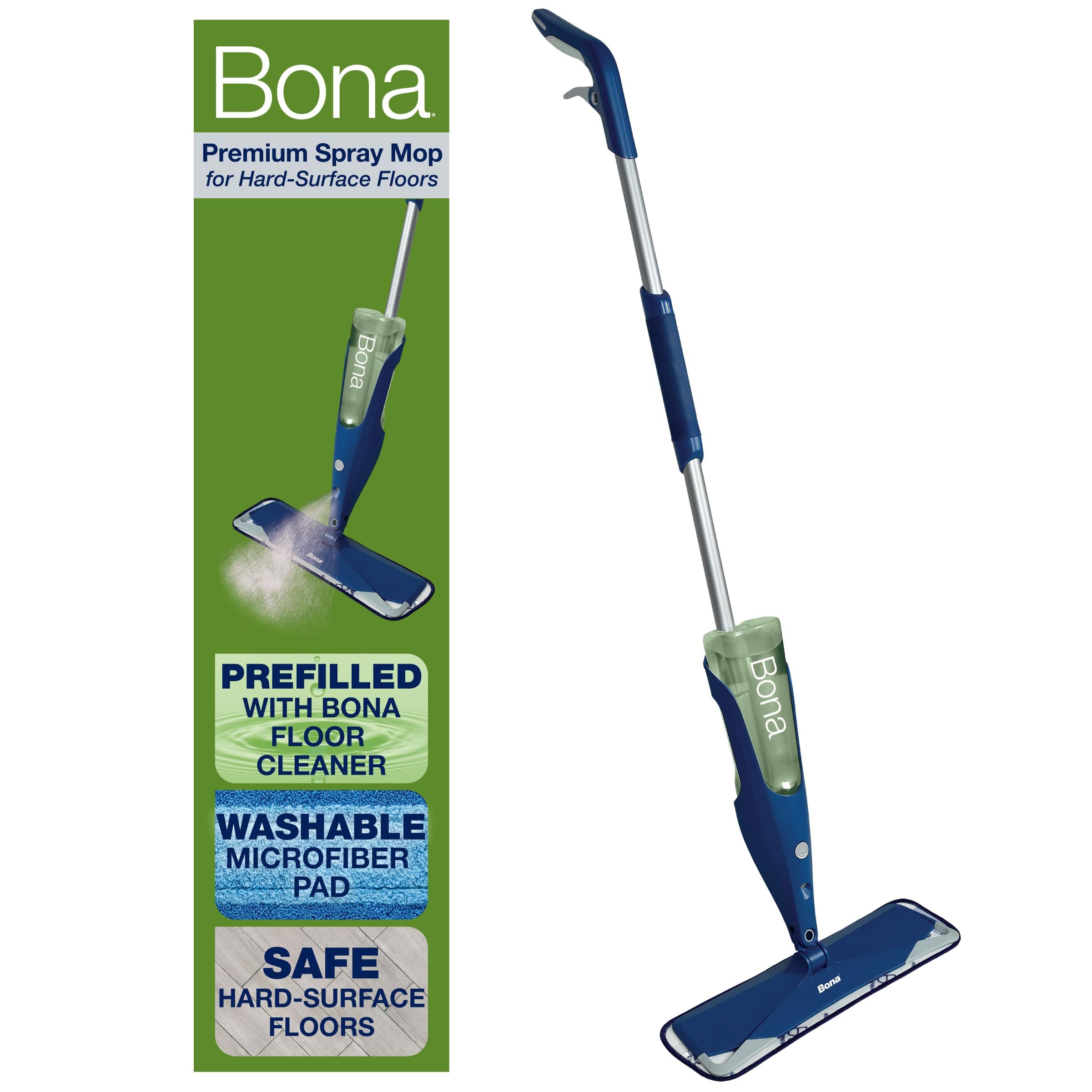 Premium Motion Multi-Surface Floor Spray Mop - Includes Multi-Surface Floor Cleaning Solution and Machine Washable Microfiber Cleaning Pad - for Stone, Tile, Laminate, and Vinyl Floors