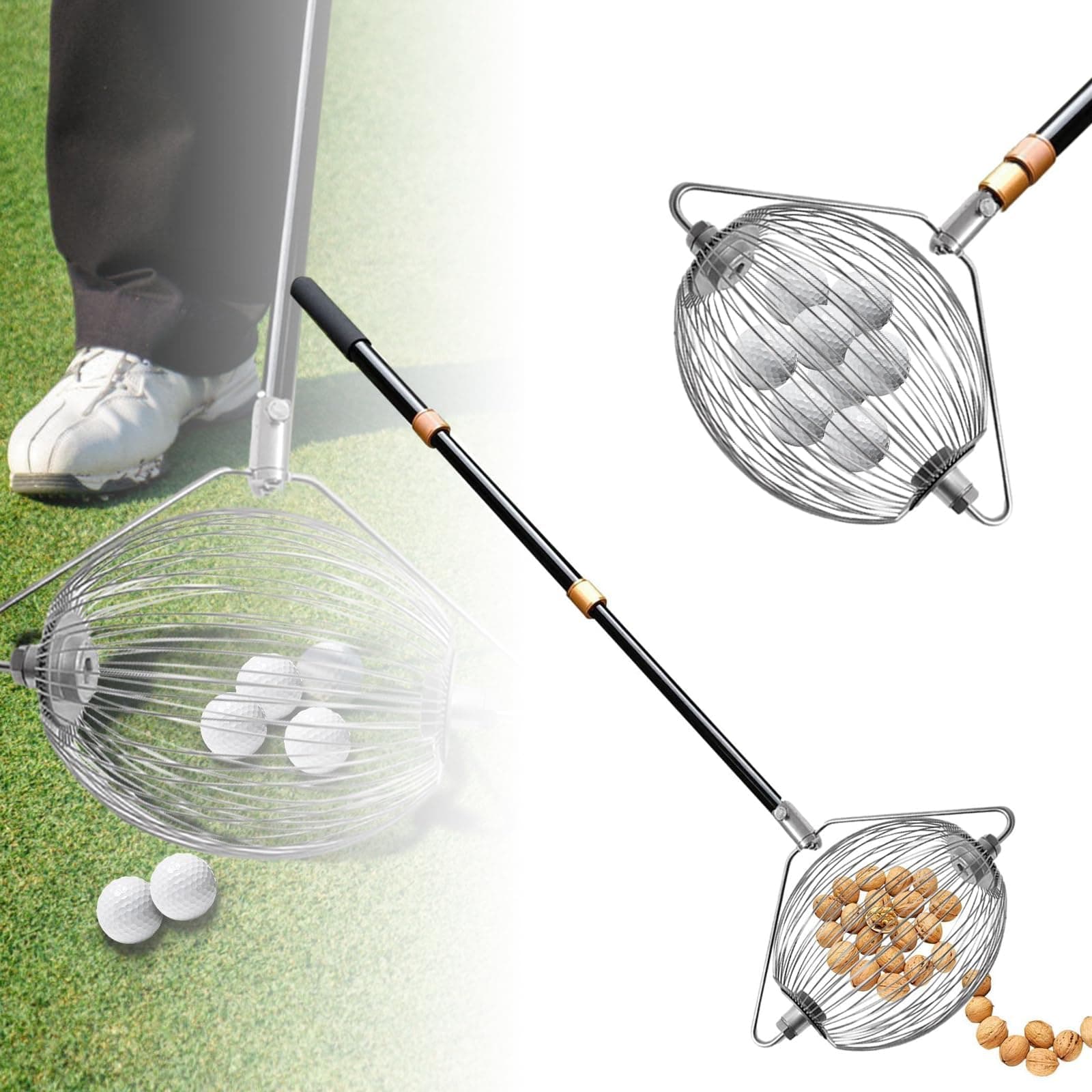 Nut Gatherer Roller - Adjustable Handle Walnut Pick Up Tool | Fruit Picker for Home - Nut Collector, Nut Gatherer Tool for Easy Nut Collection