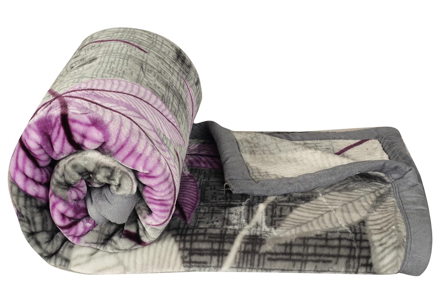 BSB HOME Super Soft Cloudy Printed Single Bed Blanket for Heavy Winter, Single Ply Mink Blanket King Size with 152 x 220 Cm – 2.5 Kg (Grey and Pink, Pack of 1)