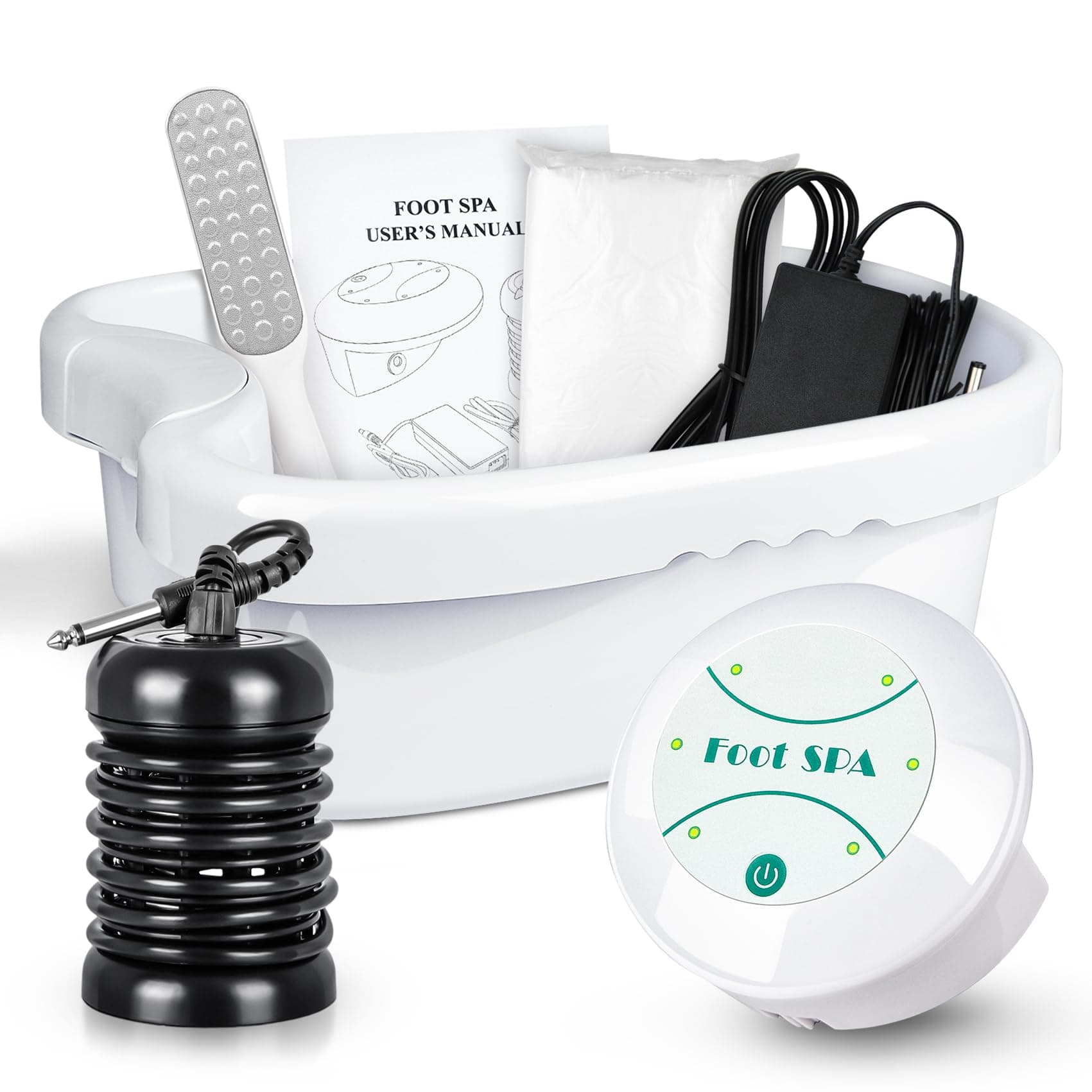 Ionic Foot Bath Machine with Foot File, Ionic Foot Spa Home Use, Ion Cleanse Feet Detox Bath with Basin, Regain Vitality and Smooth Feet