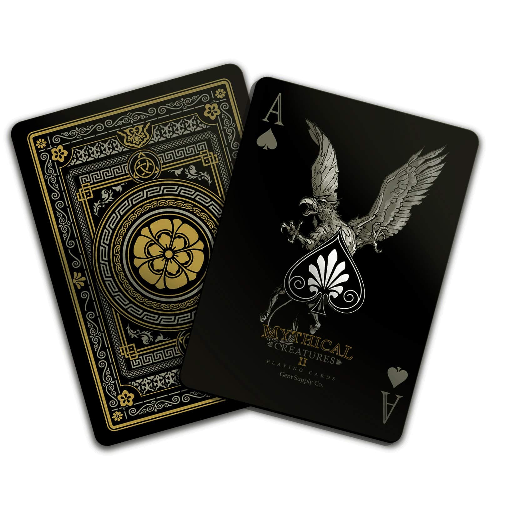 Gent Supply Plastic Waterproof Mythical Creatures II (All New Creatures) - Black Silver & Gold Edition Playing Cards