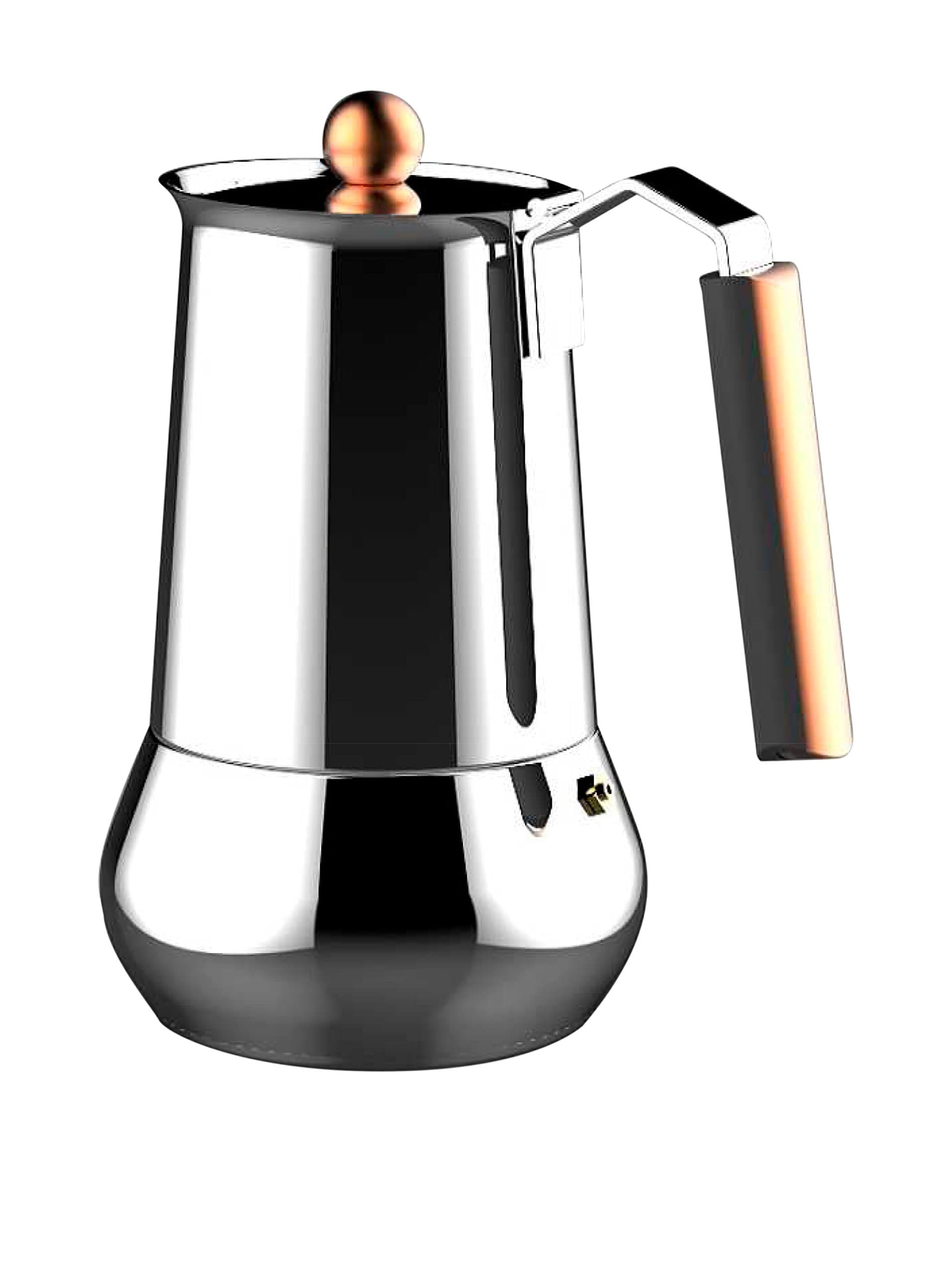 Infinity Chef Copper Coffee Maker, Silver, 6 Cups