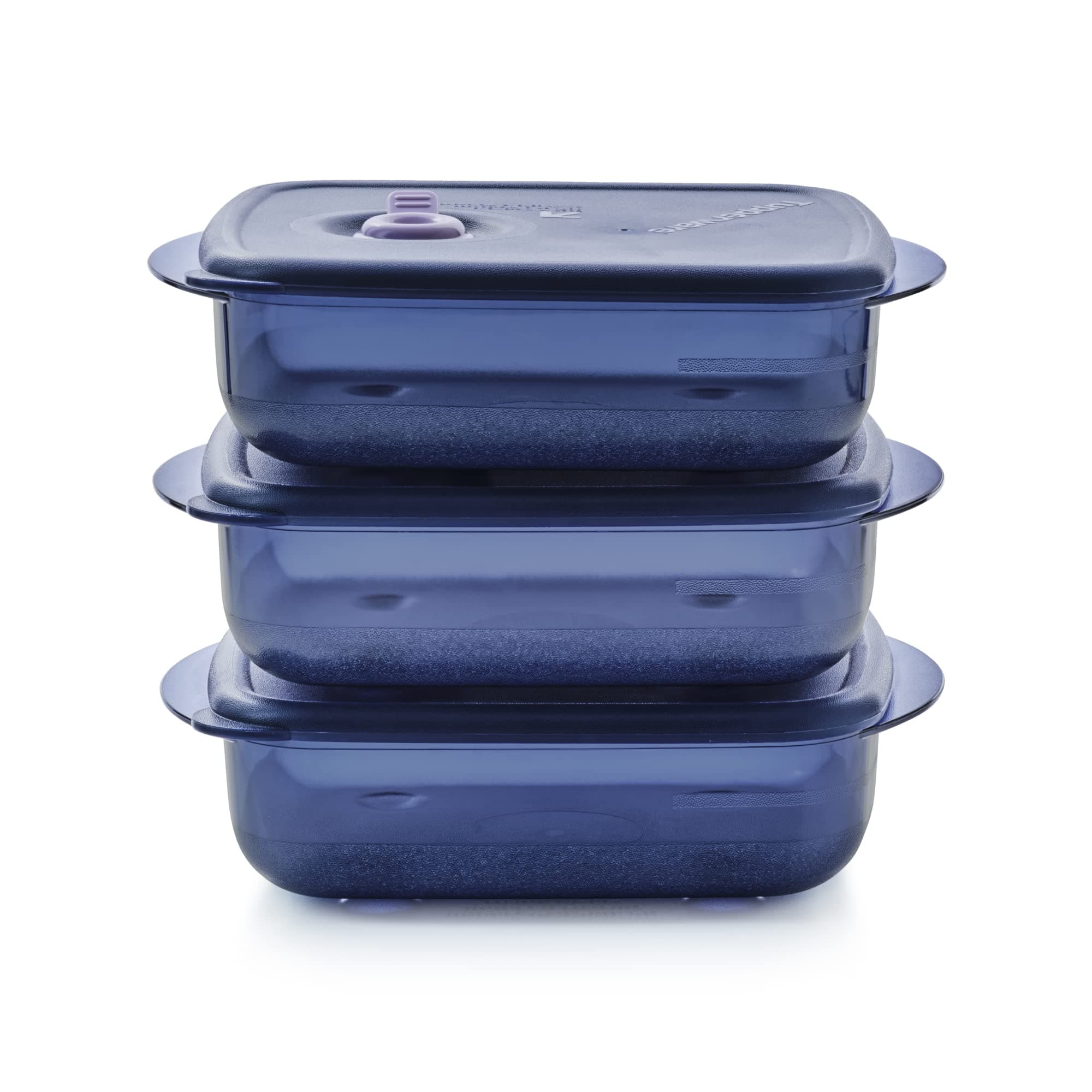 Brand Vent ‘N Serve Container Set - 3 Medium Shallow Containers to Prep, Freeze & Reheat Meals + Lids - Dishwasher, Microwave & Freezer Safe - BPA Free