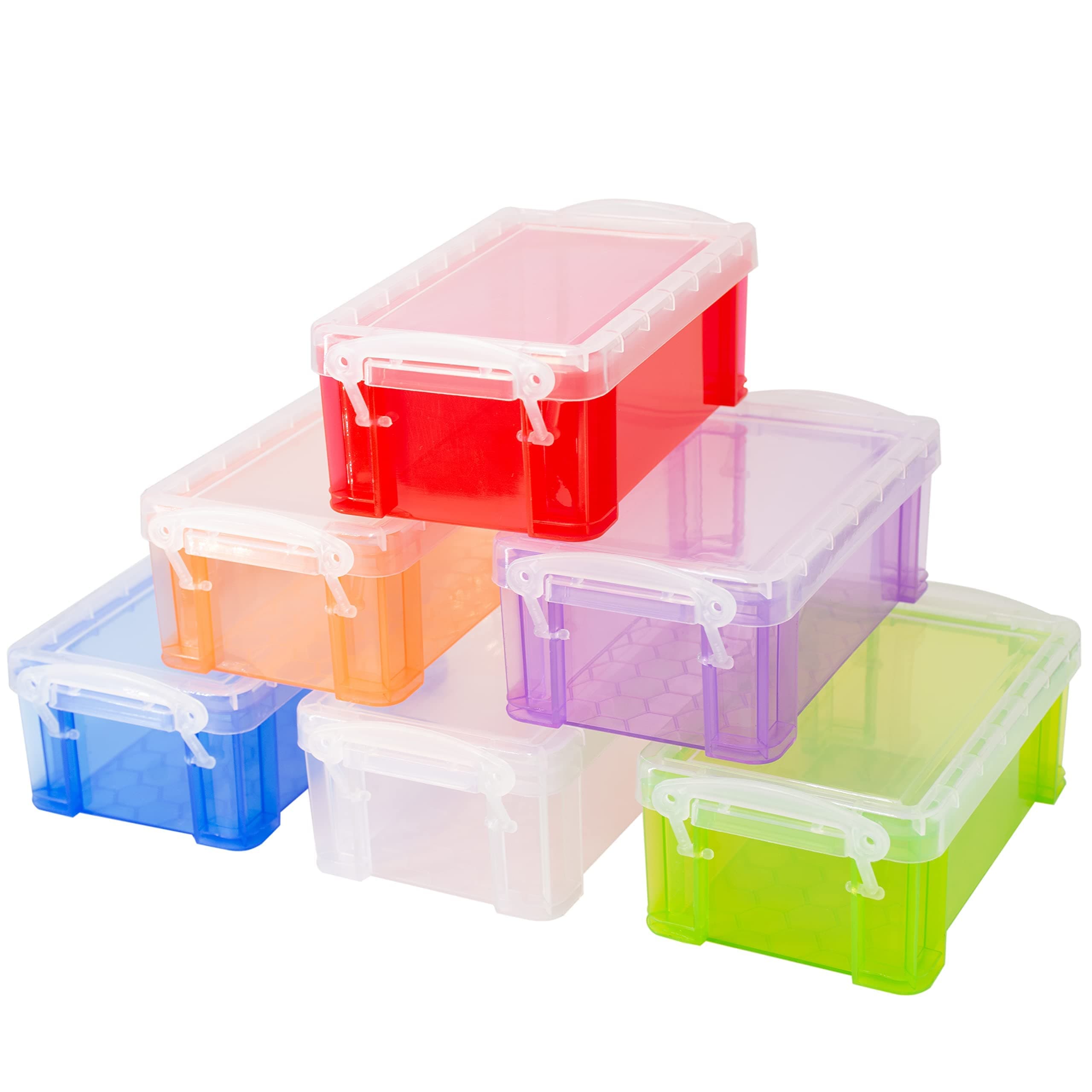 TERRIFI Small Plastic Box, 4.3" X 2.3" X 1.5" Stackable Mini Plastic Storage Box with Lid, Clear Plastic Organizer Container for Jewelry Beads Small Crafts Items Accessories - 6 Pack