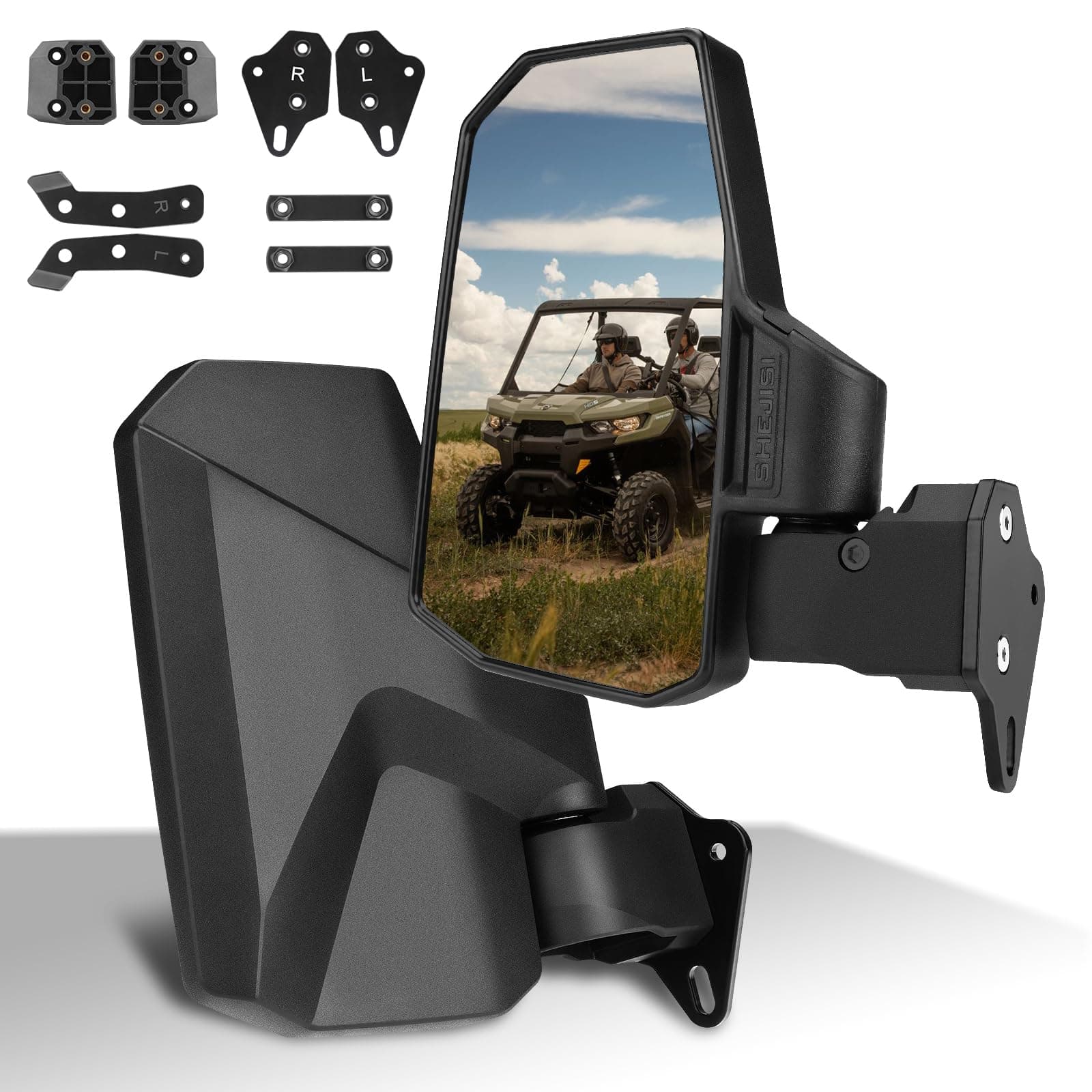 Defender Side Mirrors,The Spring Back Feature Allows Easy Reset After Fold,2024 New UTV Mirrors Compatible with Can Am Defender HD10 HD9 HD8 HD7 HD5,Suitable for No Door,Half Door,Full Door