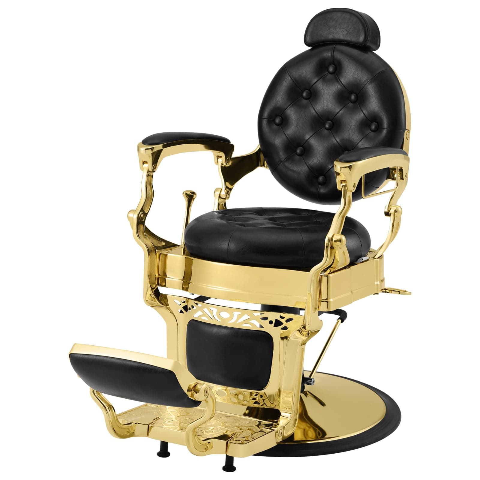 - Artist hand Retro Barber Chair Heavy Duty Barber Chairs Vintage Salon Chair Hydraulic Recline Beauty Spa Styling Equipment Rounded Cushioning with Puckered Button (Gold)