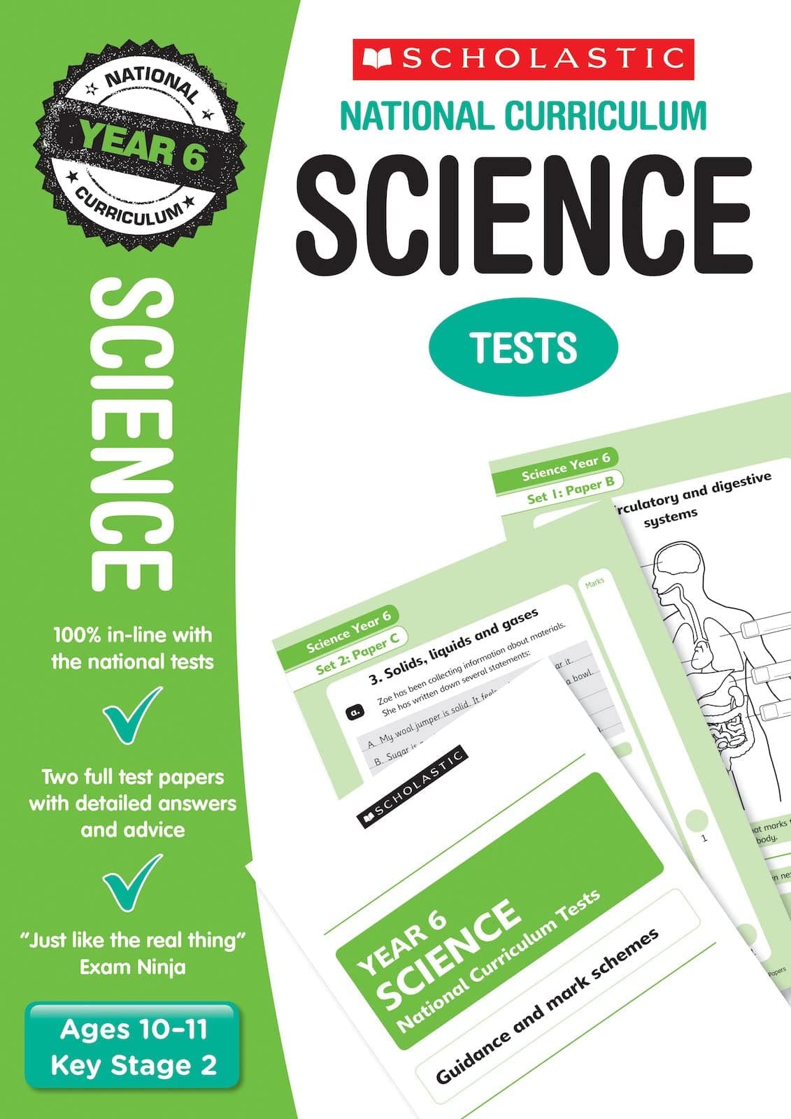 Science Practice Tests for Ages 10-11 (Year 6) Includes two complete test papers plus answers and mark scheme (National Curriculum SATs Tests) (National Test Papers) Paperback – 3 Nov. 2016