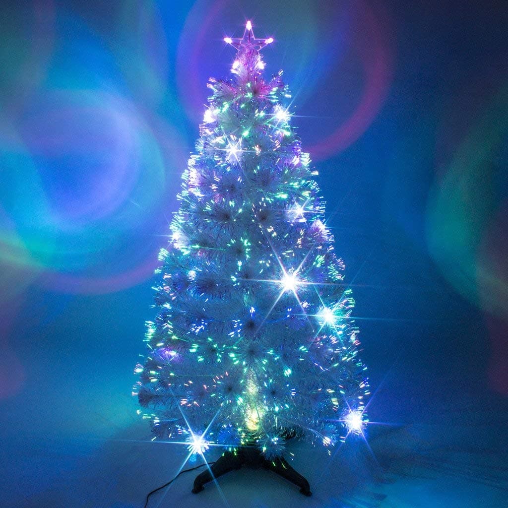 3ft White Artificial Fibre Optic Christmas Xmas Tree with Multi LED 90cm