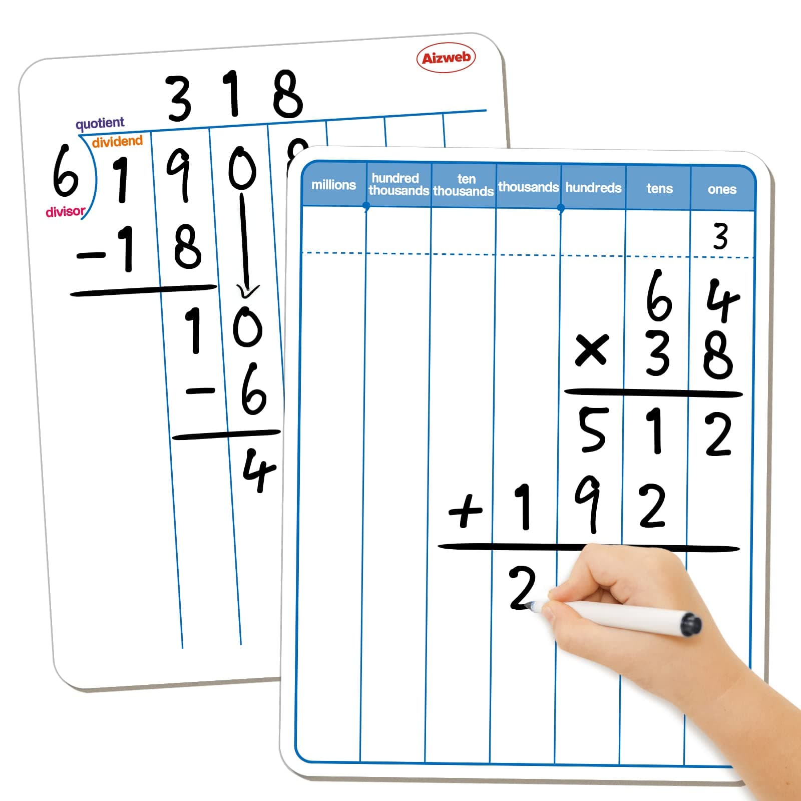 Aizweb Dry Erase Long Division Whiteboard