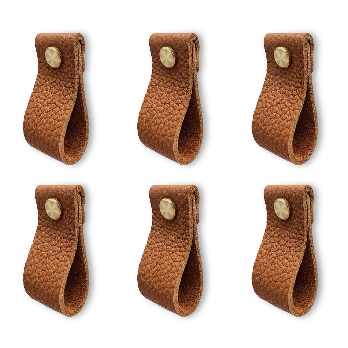 TERRIFI 6Pcs Leather Drawer Pulls,Handmade Leather Dresser Knobs,Perfect Replacement of Metal Cabinet Knobs,Leather Drawer Handle with Screws for Home,Kitchen,Bedroom, Brown