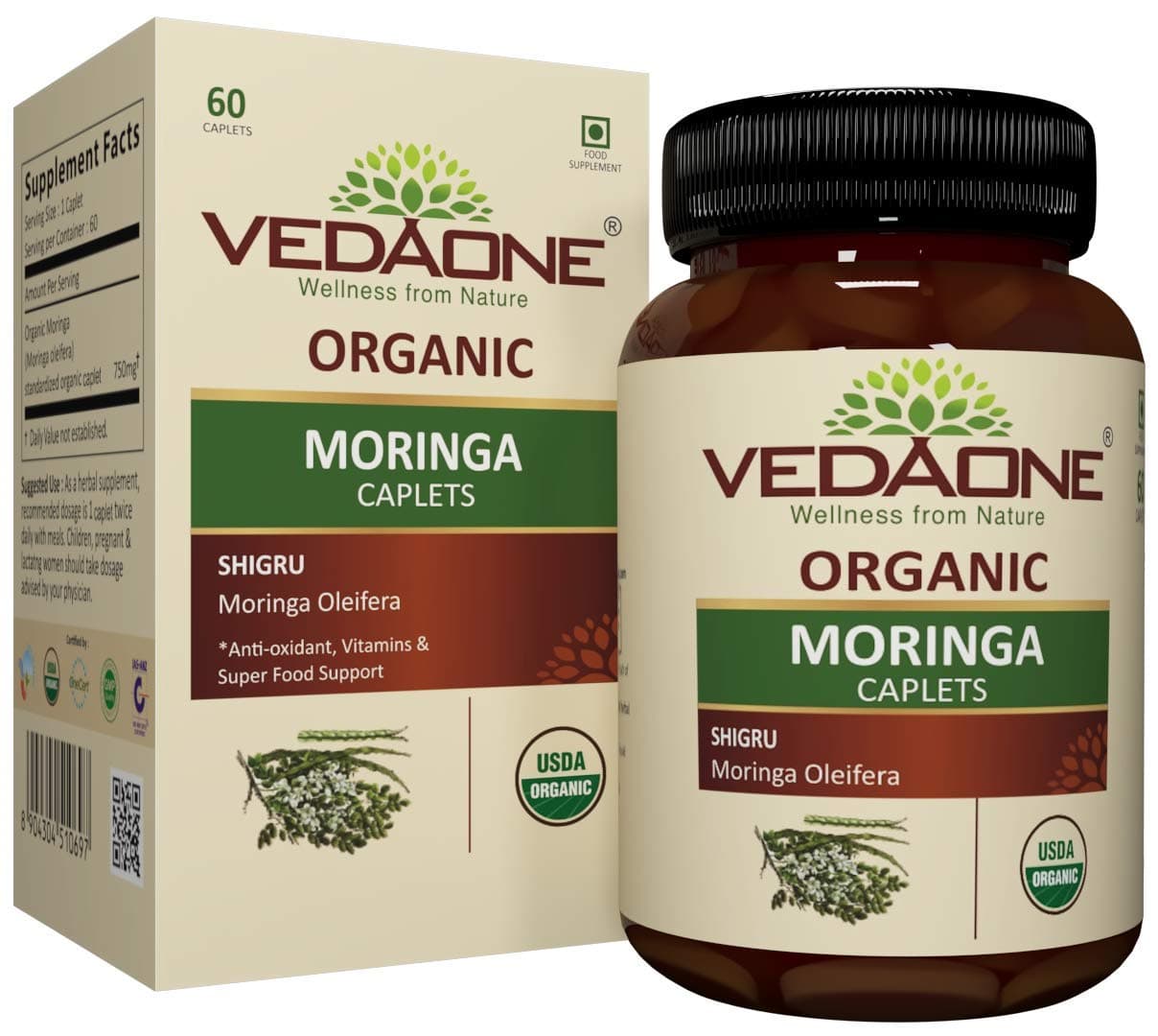 USDA Organic Moringa 750mg 60 Caplets