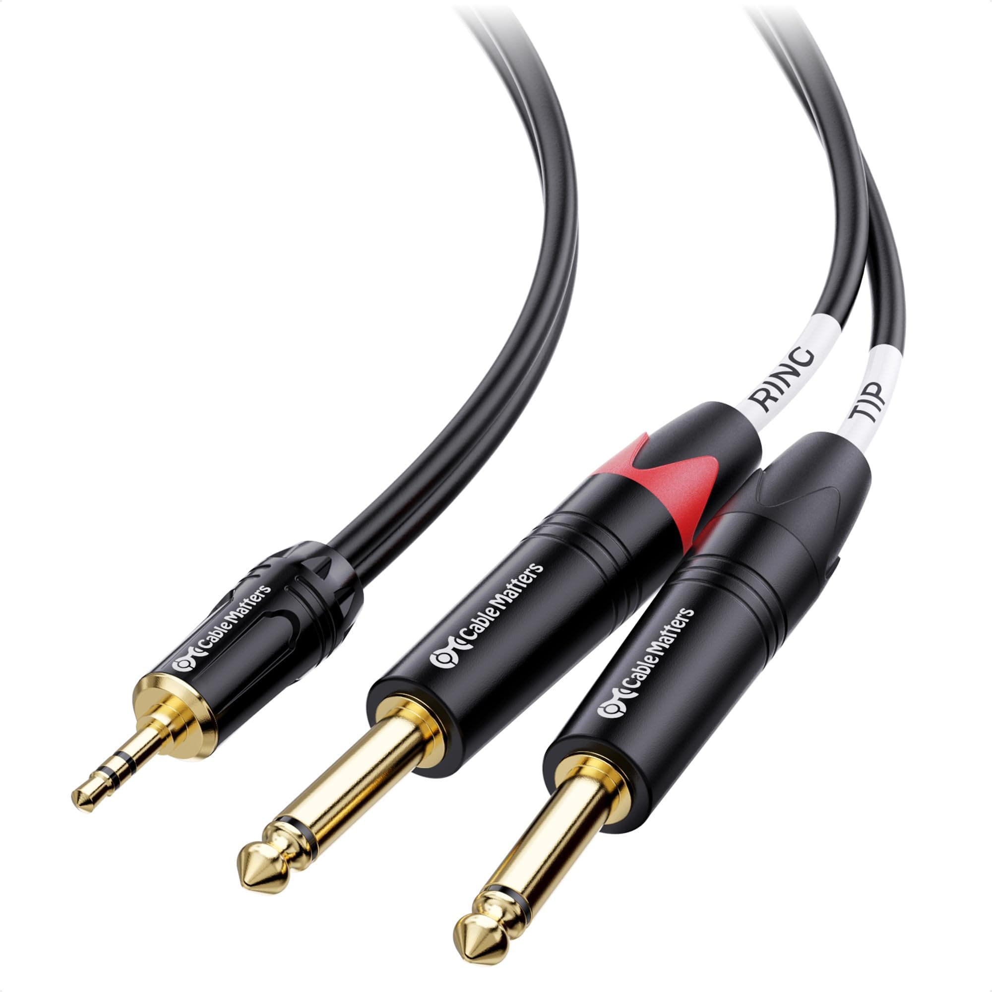 Cable Matters Mini Jack to Dual Jack Cable 1.8 m, 3.5mm to 6.35mm Audio Cable, 3.5mm TRS to Dual 6.35mm TS Breakout Cable