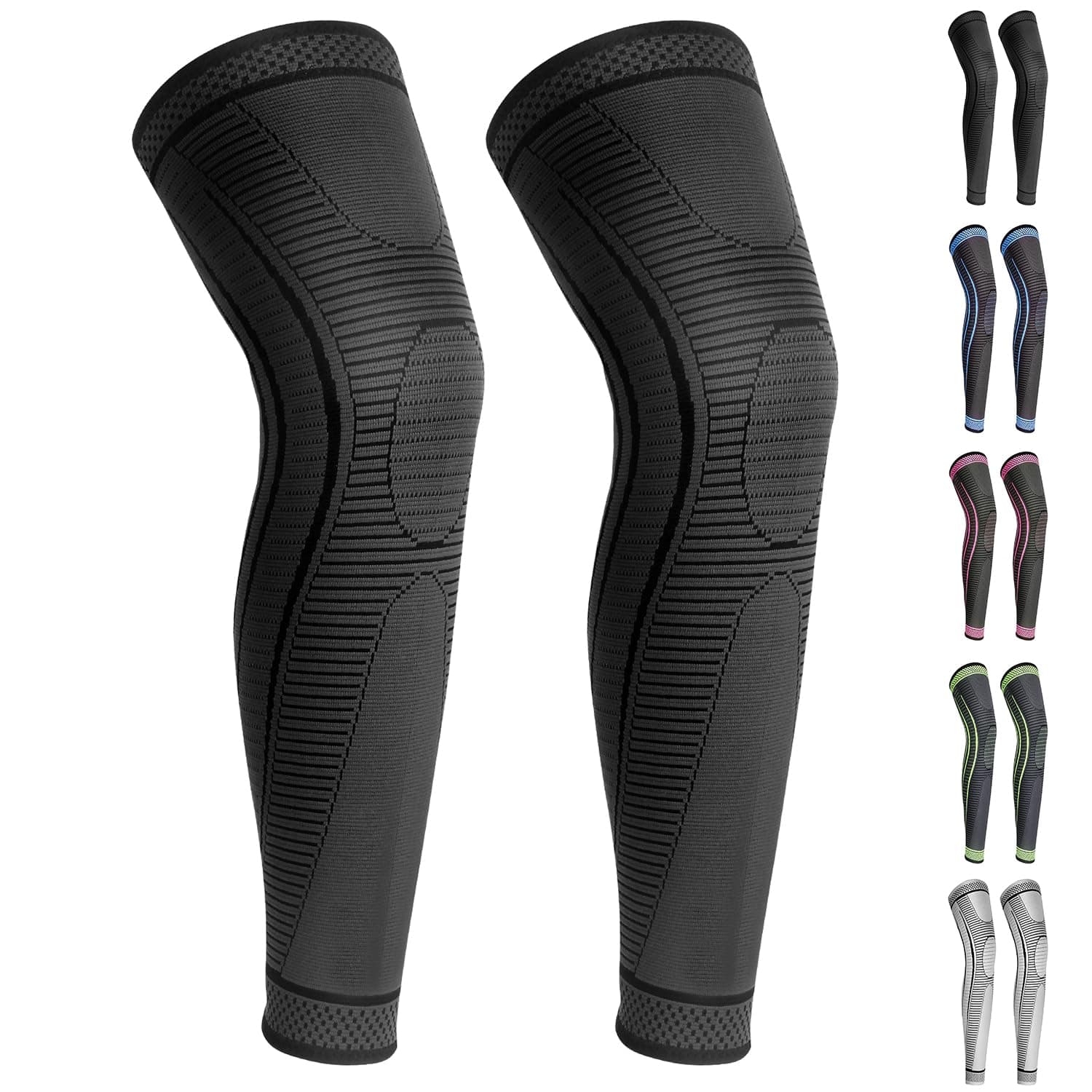 2 Pack Full Leg Compression Sleeves for Men And Women Long Knee Brace Support for Basketball, Running, Workout, Cycling, Sport