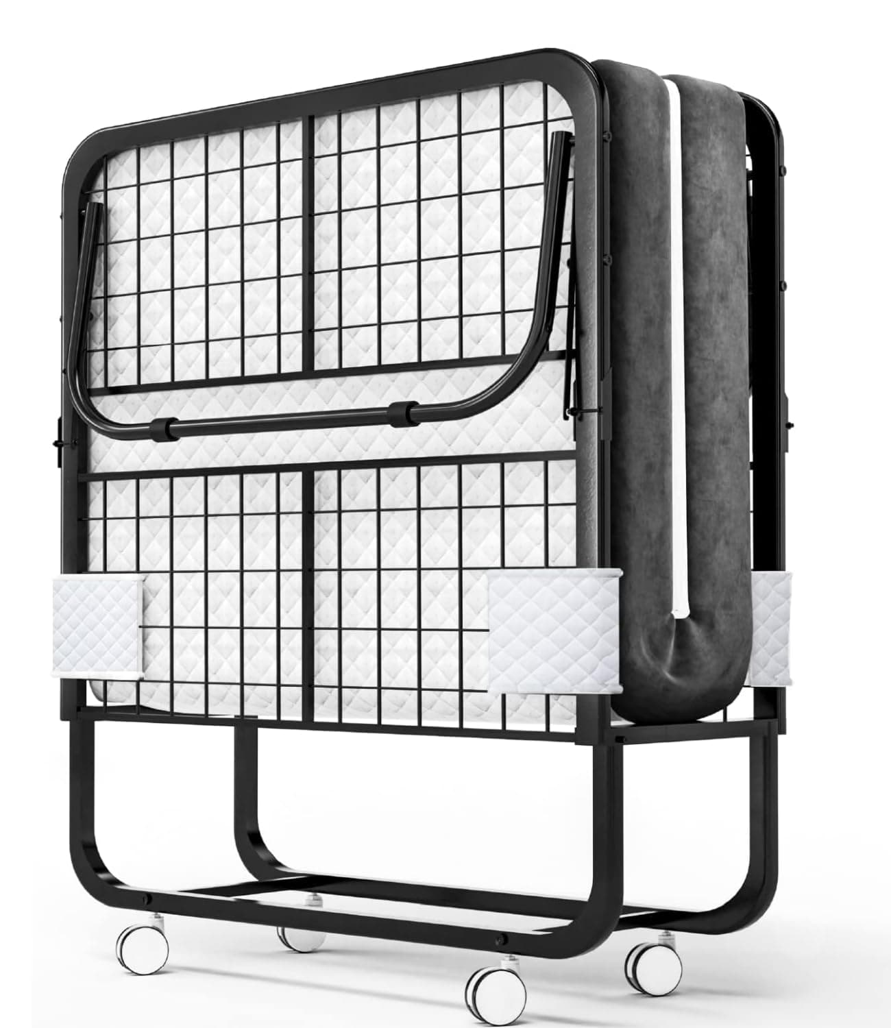 SKY-TOUCH Folding Bed 190 x 80cm with Memory Foam Mattress, Portable Foldable Beds Strong Sturdy Frame, Rollaway Beds for Home and Office