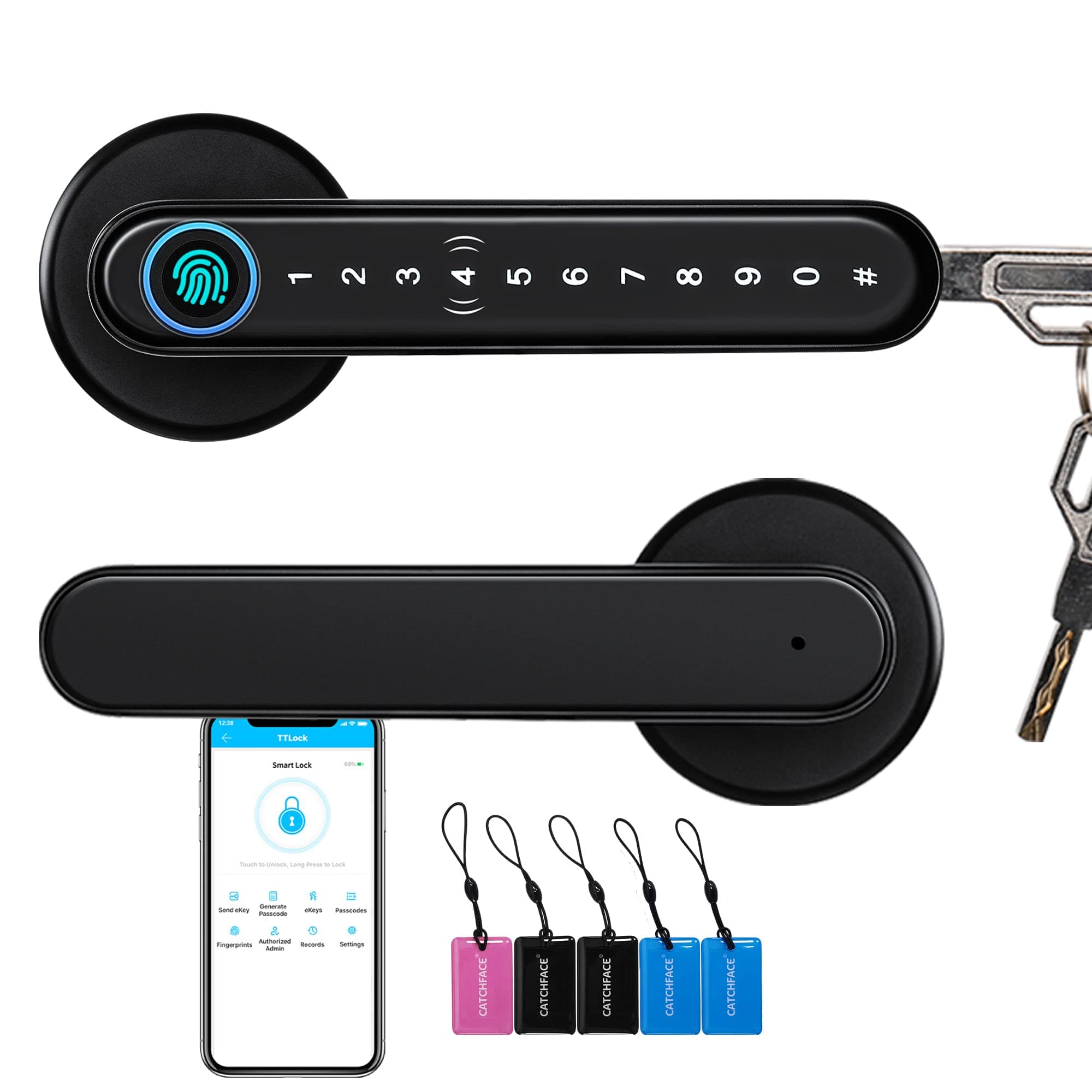 CATCHFACE - Smart Lock Keyless Entry Door Lock, WiFi Smart Lock for Front Door, Biometric Fingerprint Lock, Free App, Share