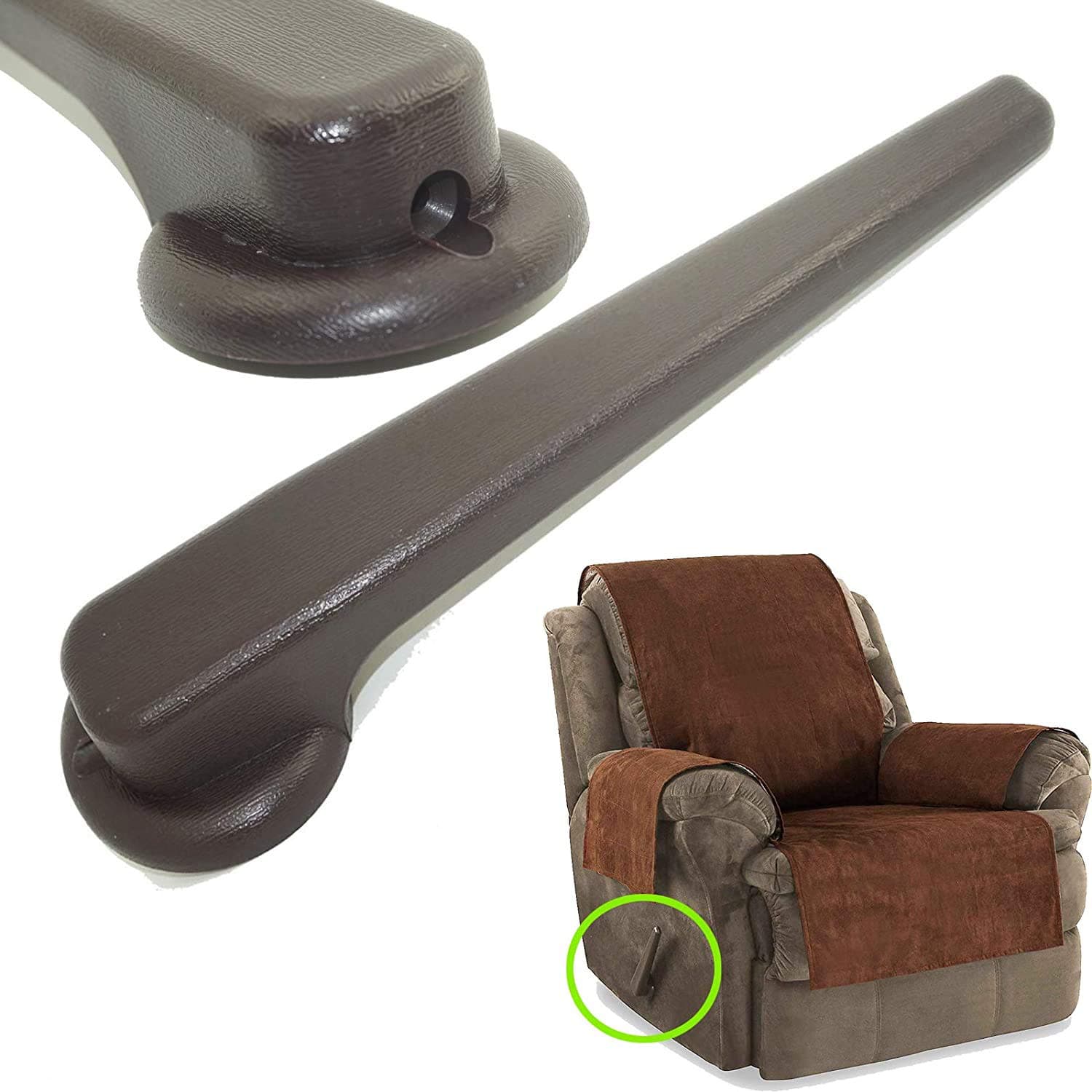 Universal Brown Plastic Sofa Chair Recliner Release Pull Handle Replacement Parts, 5/8" Lever Square Hole Foot Rest Release Right/Left Hand，fits More Brands Recliner Handle and Furniture