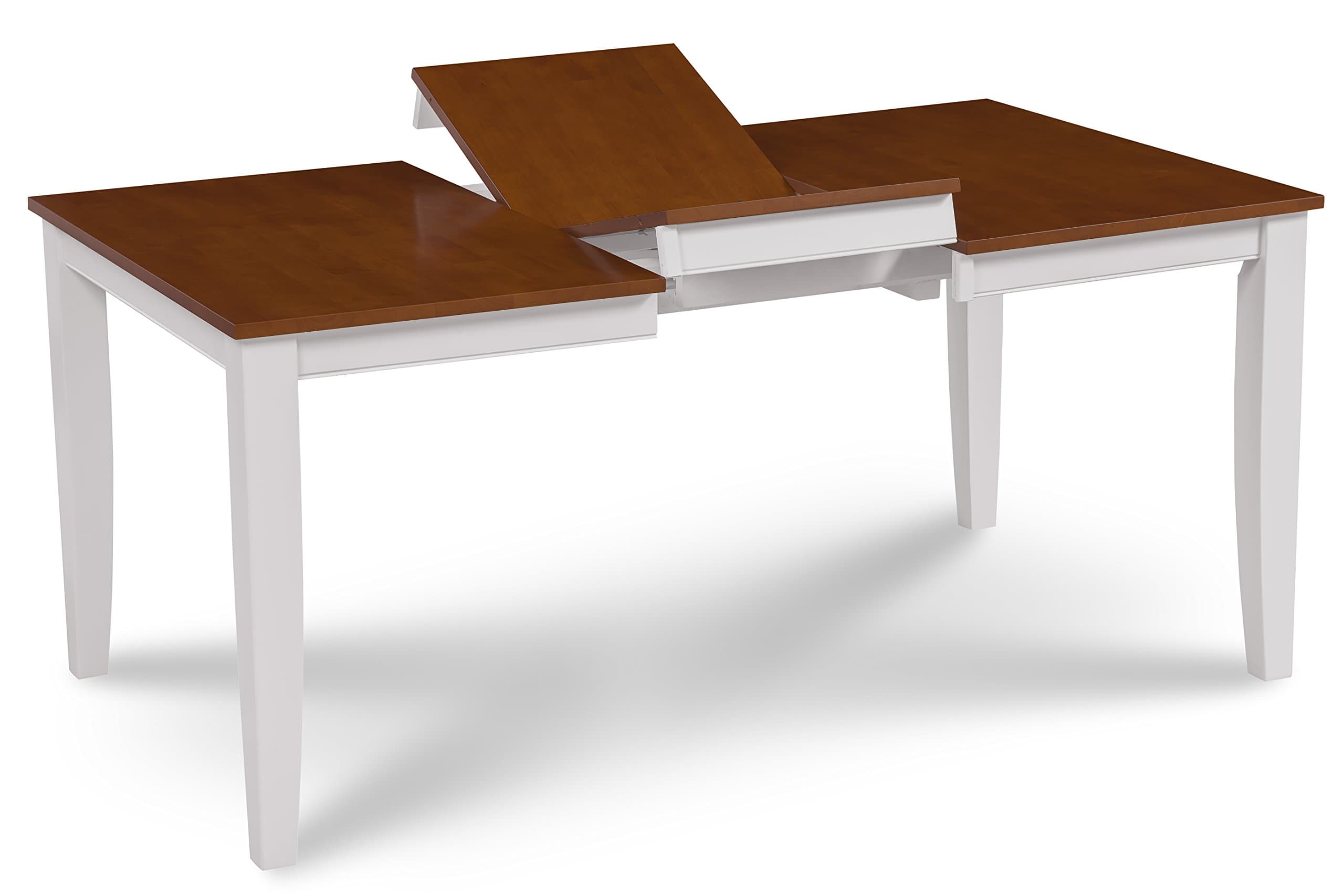 Trithi Furniture - Fullerton Solid Wood Extendable Dining Table with Cherry Color Tabletop (White Frame)