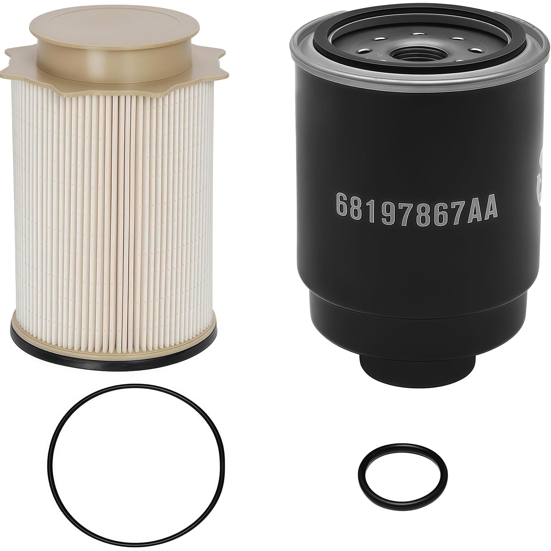6.7L Cummins Fuel Filter Water Separator Set | Replacement for 2013-2018 Dodge Ram 2500 3500 4500 5500 6.7L Cummins Turbo Diesel Engines | Replaces# 68197867AA, 68157291AA