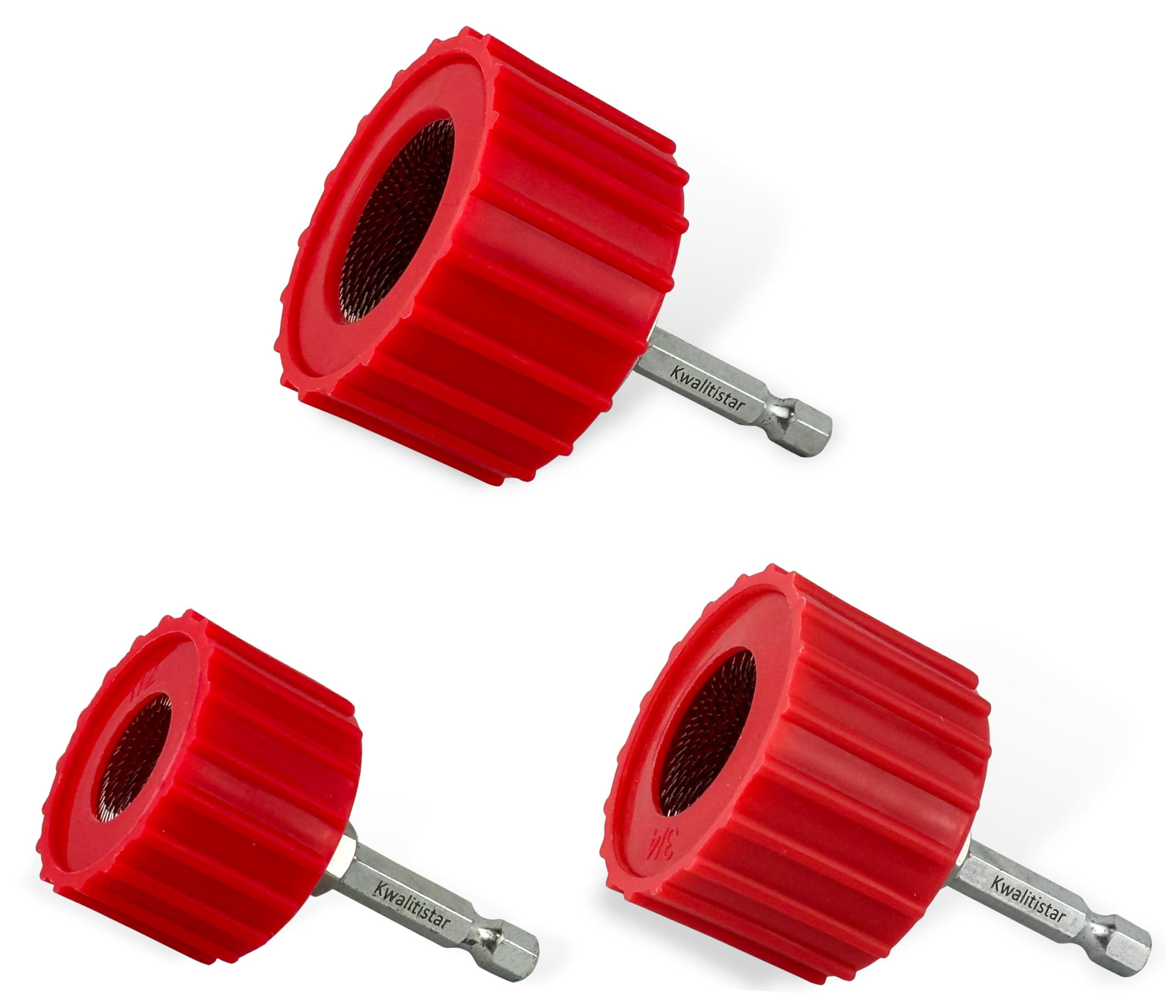 [3-Size Set] Copper Pipe Cleaner for Drill, Clean 1/2, 3/4, 1-in Copper Pipes & Tubes for Soldering, 3 Tube Cleaning Brushes, Model InerLok050, 075, 100, w/ Stainless-Steel Wire Bristles & 1/4” Shank