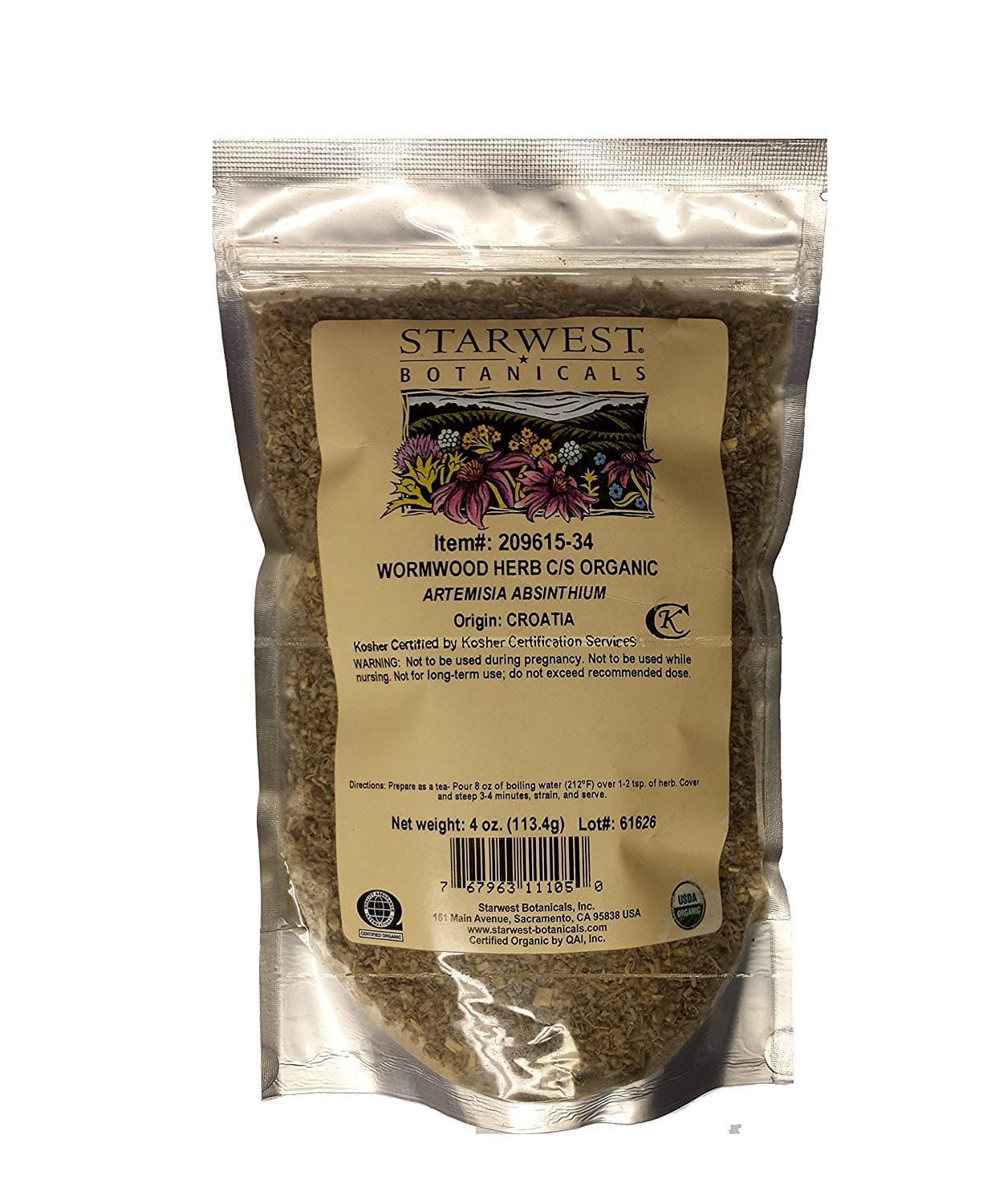 Starwest Botanicals Organic Wormwood Herb