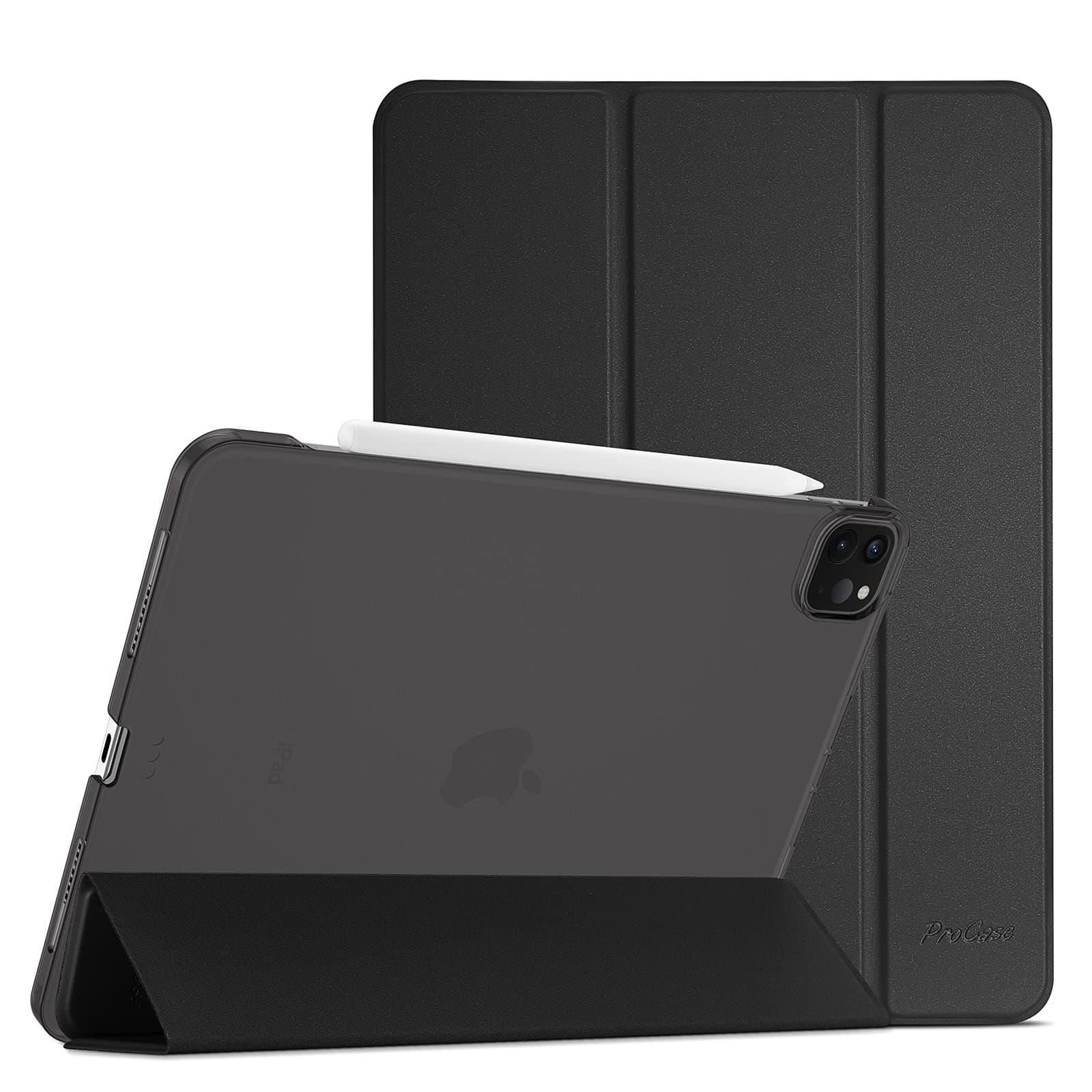 ProCase iPad Pro 12.9" 4th Generation Case [Compatible with Apple Pencil 2 Charging] Ultra Slim Stand Folio Protective Case Translucent Frosted Back Cover Compatible with iPad Pro 12.9" 4th Gen 2020 /