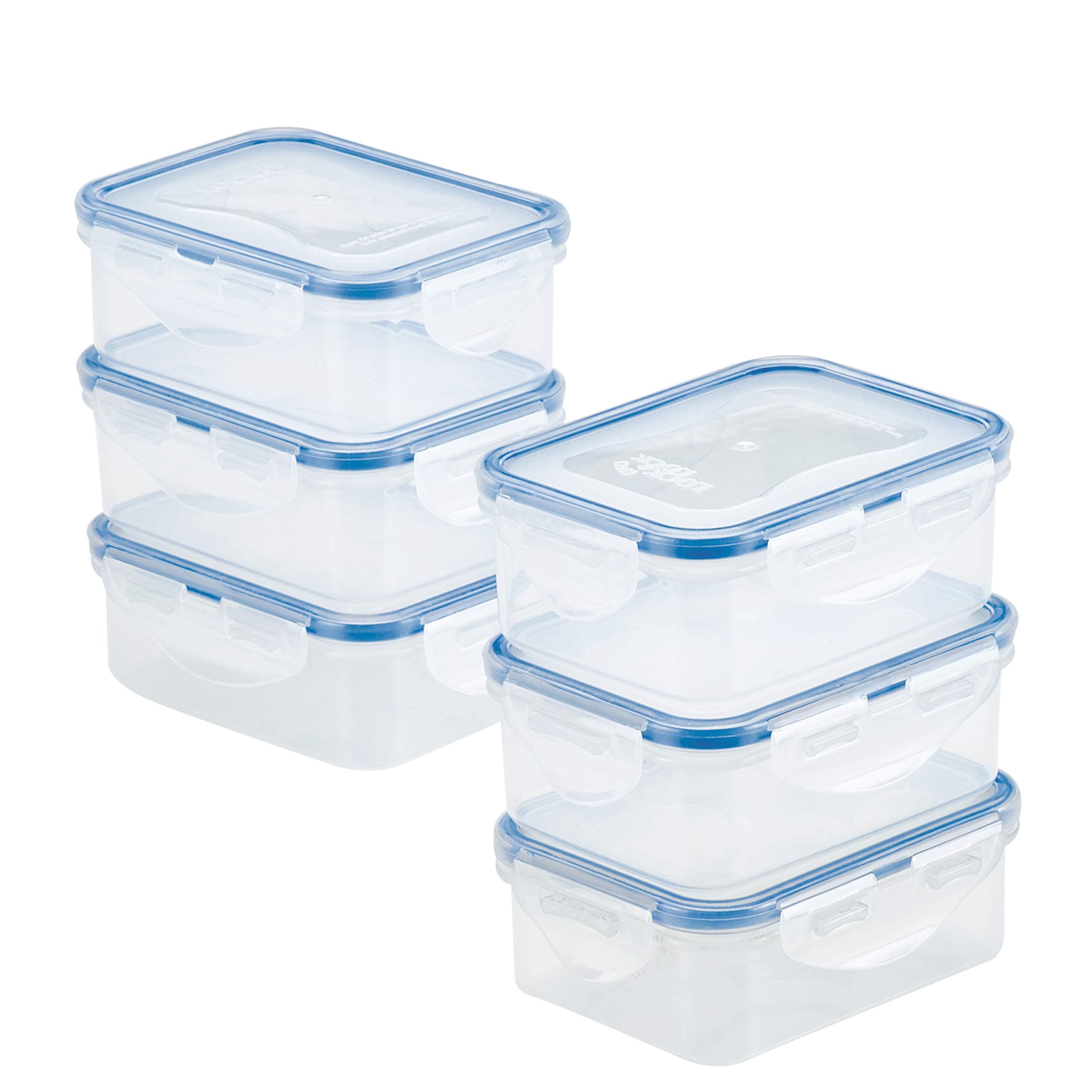 LocknLock Easy Essentials Container Food Storage Bin Set, 6 Piece, Clear