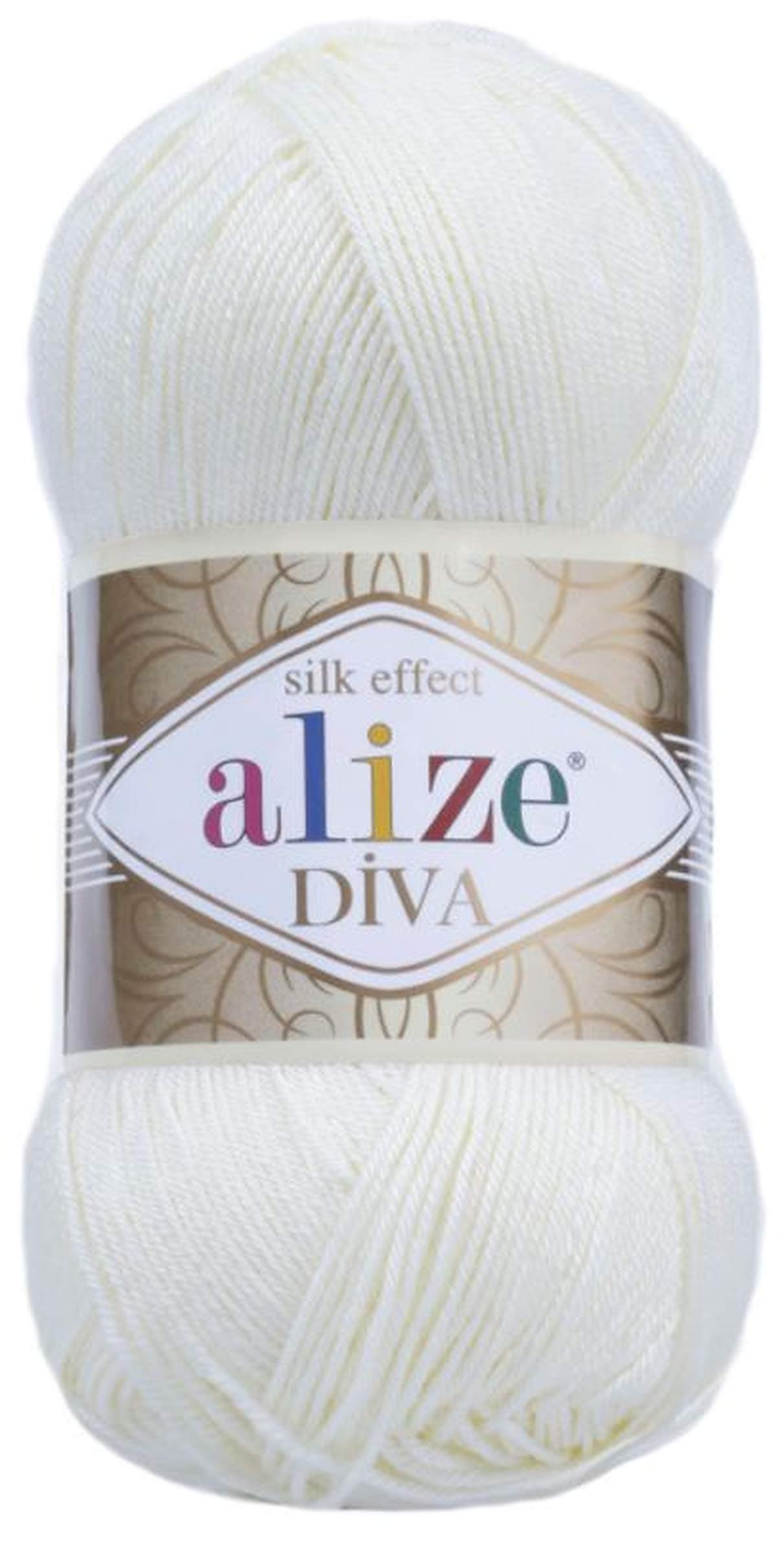 Diva Silk Effect 100% Microfiber Acrylic Yarn 1 Ball skeins 100gr 383yds Color (1055 - Sugar White)