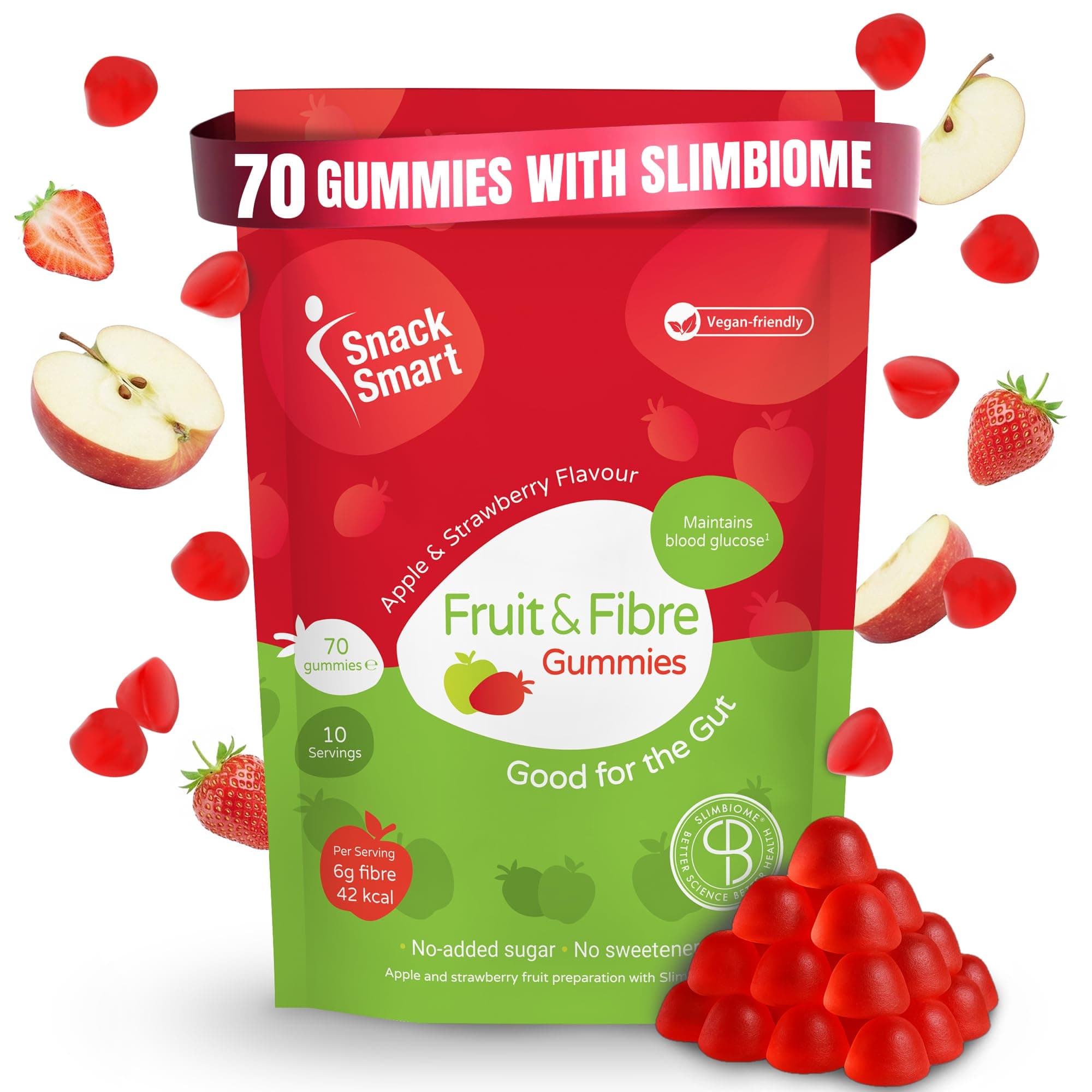 – Slimbiome High Fibre Prebiotic Gummies | Supports Digestive Health | High Fruit | Vegan Gummies | GLP1 Alternative Snack | 70 Gummies