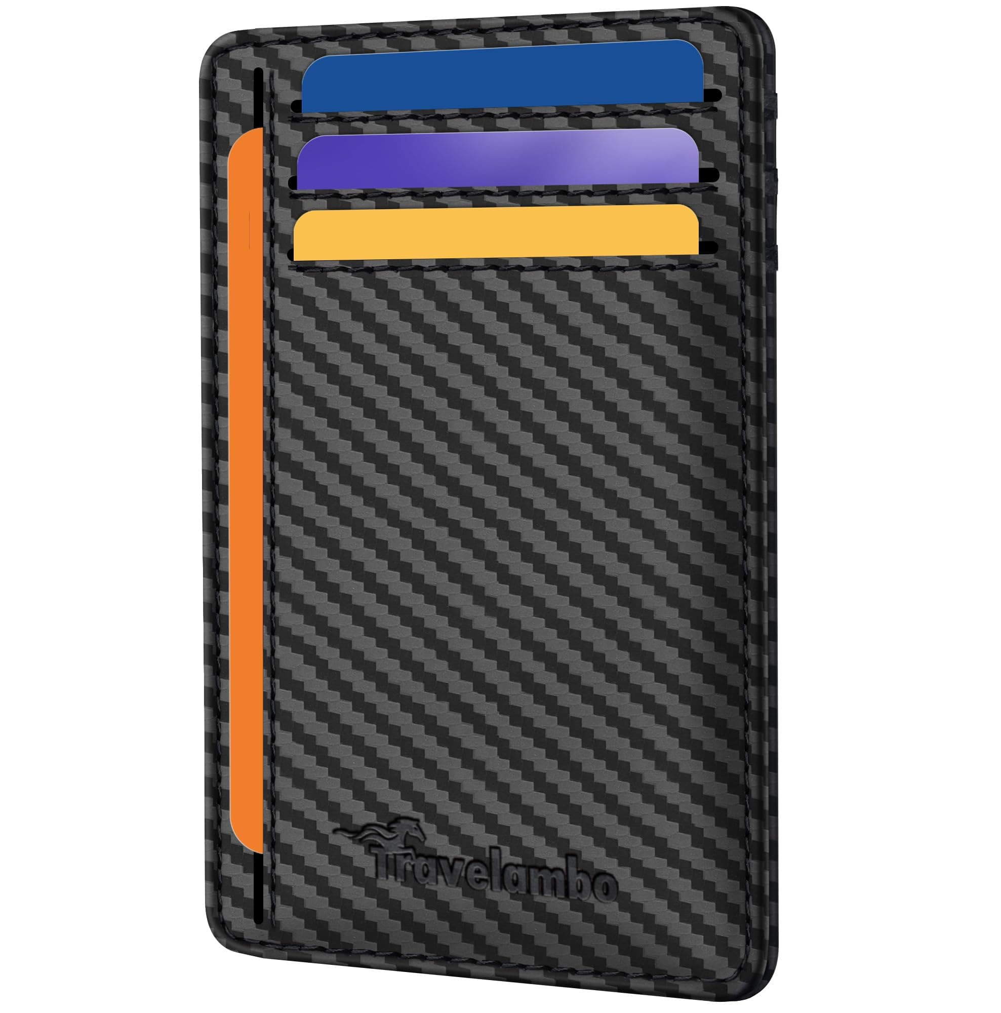 RFID Blocking Front Pocket Minimalist Leather Slim Wallet (Medium, Black Carbon)