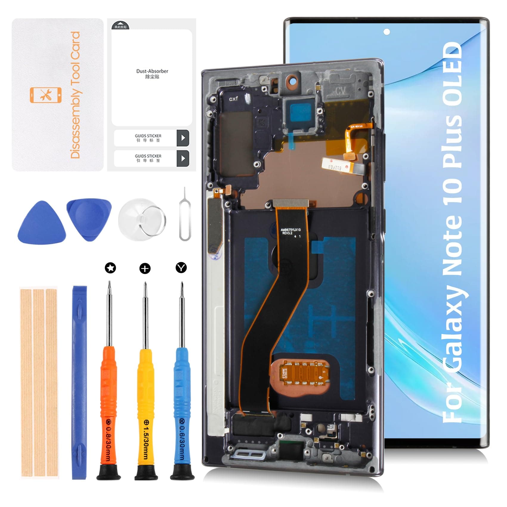 Note 10 Plus 5G OLED 6.67" Not OEM 6.8“ LCD Display +Aura Black Frame for Samsung Galaxy Note10+/5G SM-N975U N975W N976U LCD Screen Display Replacement Touch Digitizer Assembly Kit