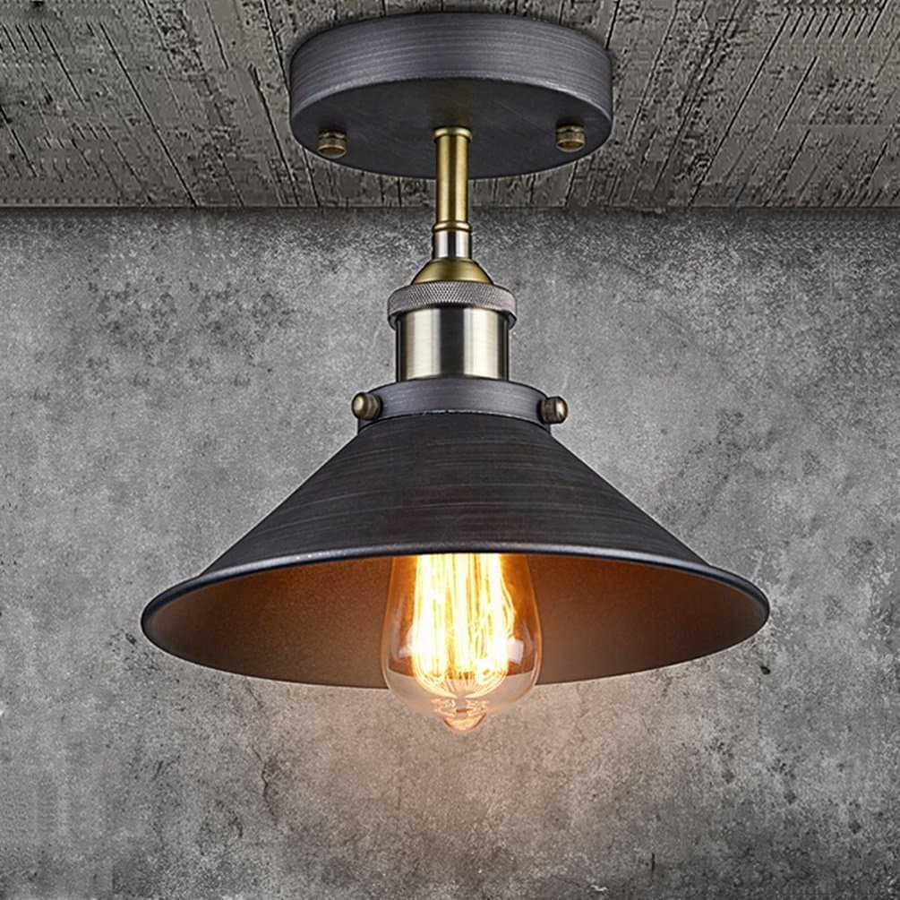 Vintage Industrial Semi Flushmount Mini Ceiling Light