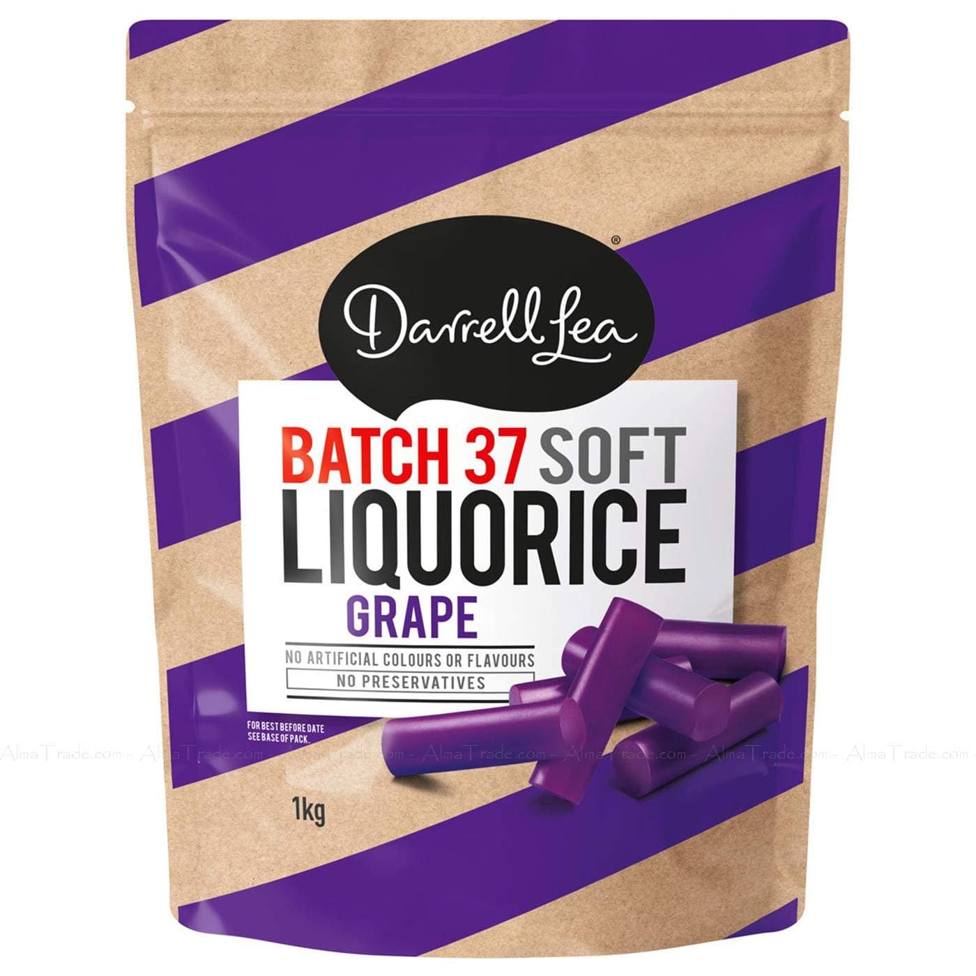 Darrell Lea Batch 37 Soft Liquorice Candy Natural Grape Licorice - Pack of 1kg