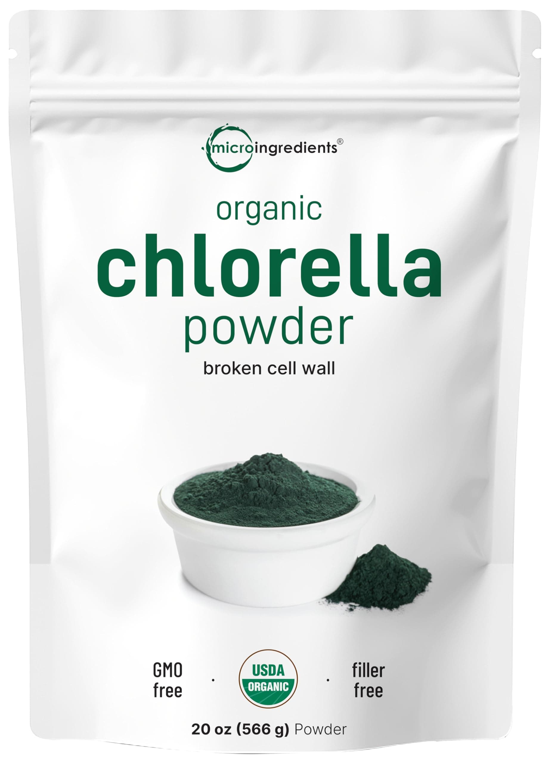 Organic Chlorella Powder, 20 Ounces | Broken Cell Wall for Complete Absorption | Raw Superfood Supplement, Rich in Protein & Vitamins | Non-GMO, Vegan, Non-Irradiated
