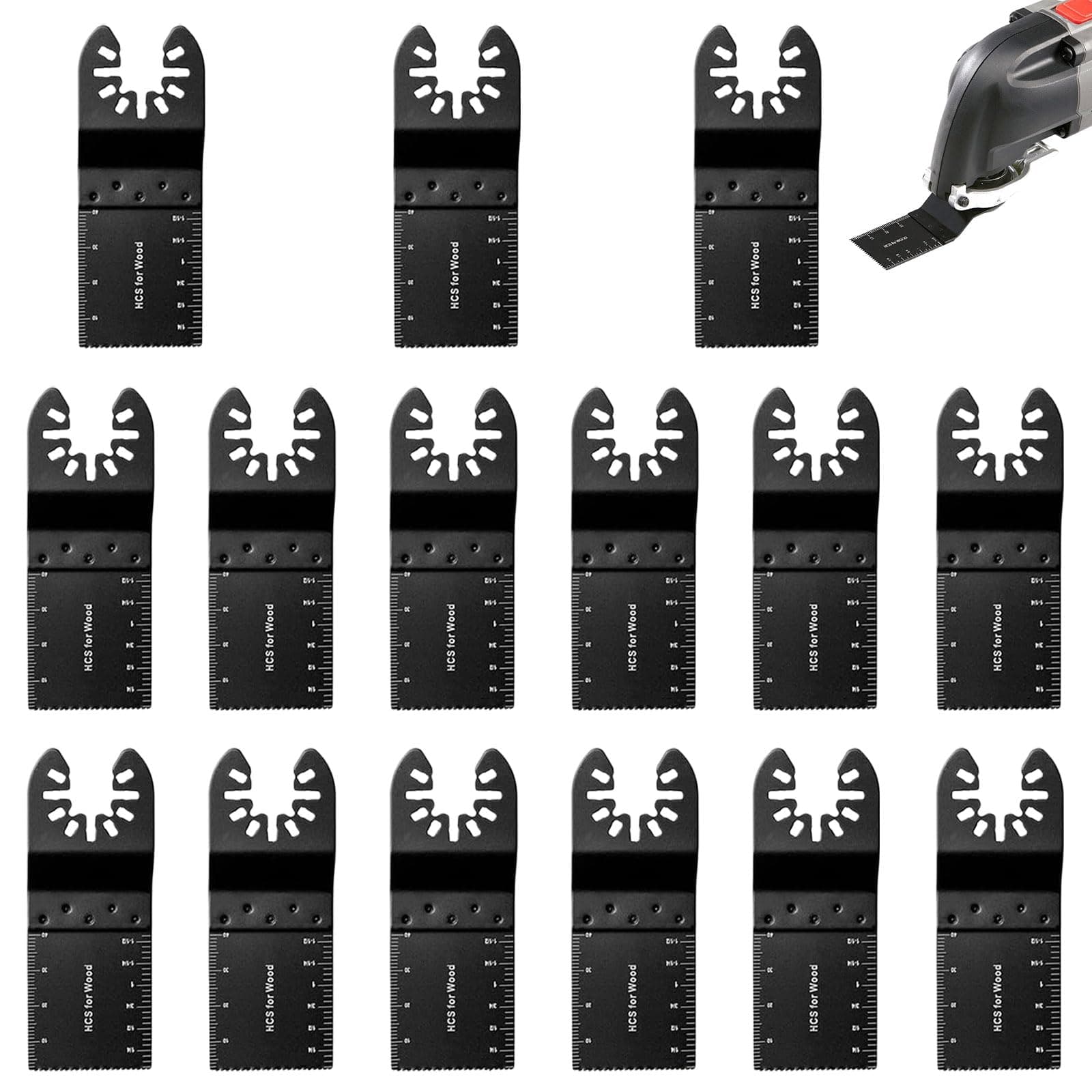 15 Pcs Multi Tool Blade, 34mm Oscillating Tool Blades, High Carbon Steel Oscillating Saw Blades, for Cutting Wood, Metal, Plastic